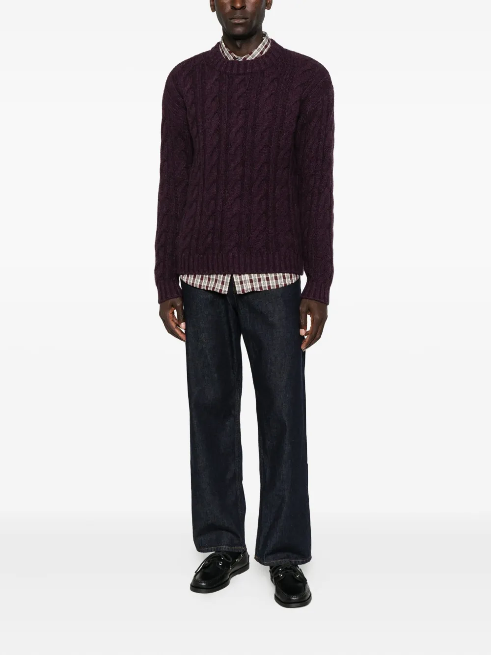 Eric Bompard cable-knit round-neck sweater - Paars