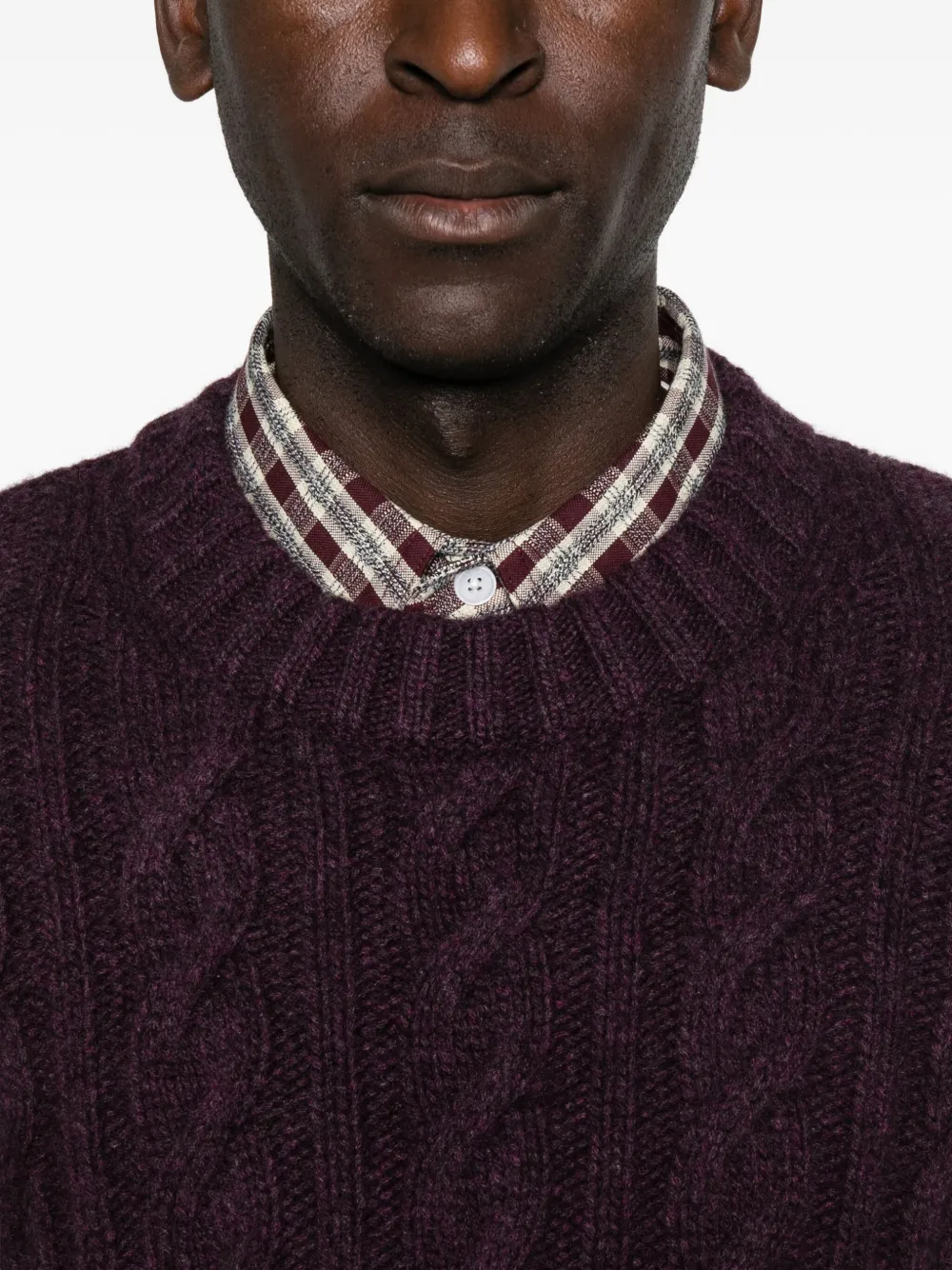 Cable-Knit Round-Neck Sweater