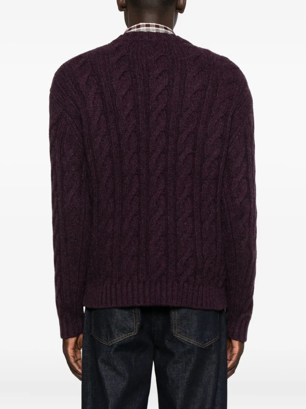 Cable-Knit Round-Neck Sweater