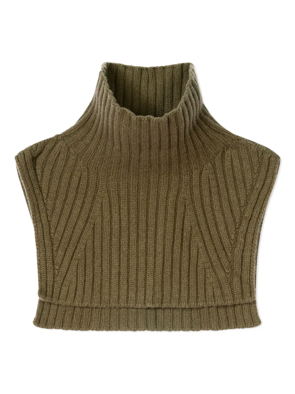 Eric Bompard Ribbed High-neck Cashmere Bib In Green