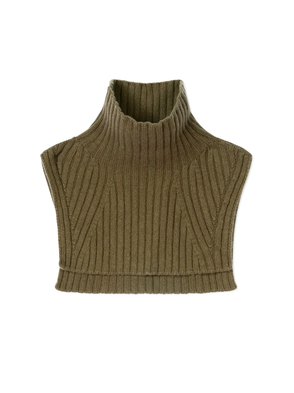Eric Bompard Ribbed High-neck Cashmere Bib In Green