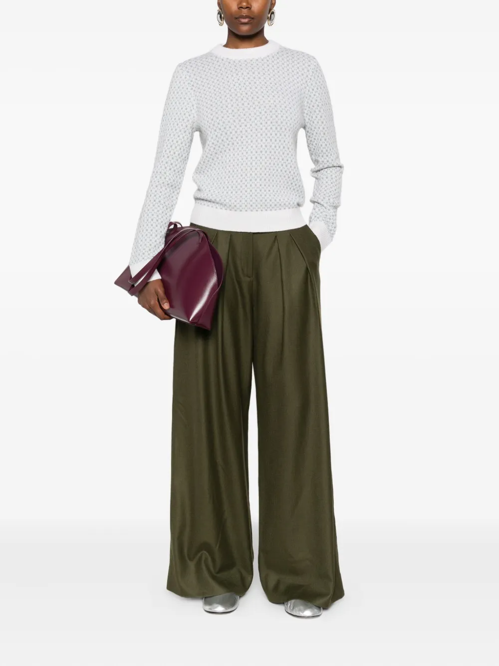 Eric Bompard Patterned Crew-neck Sweater In White