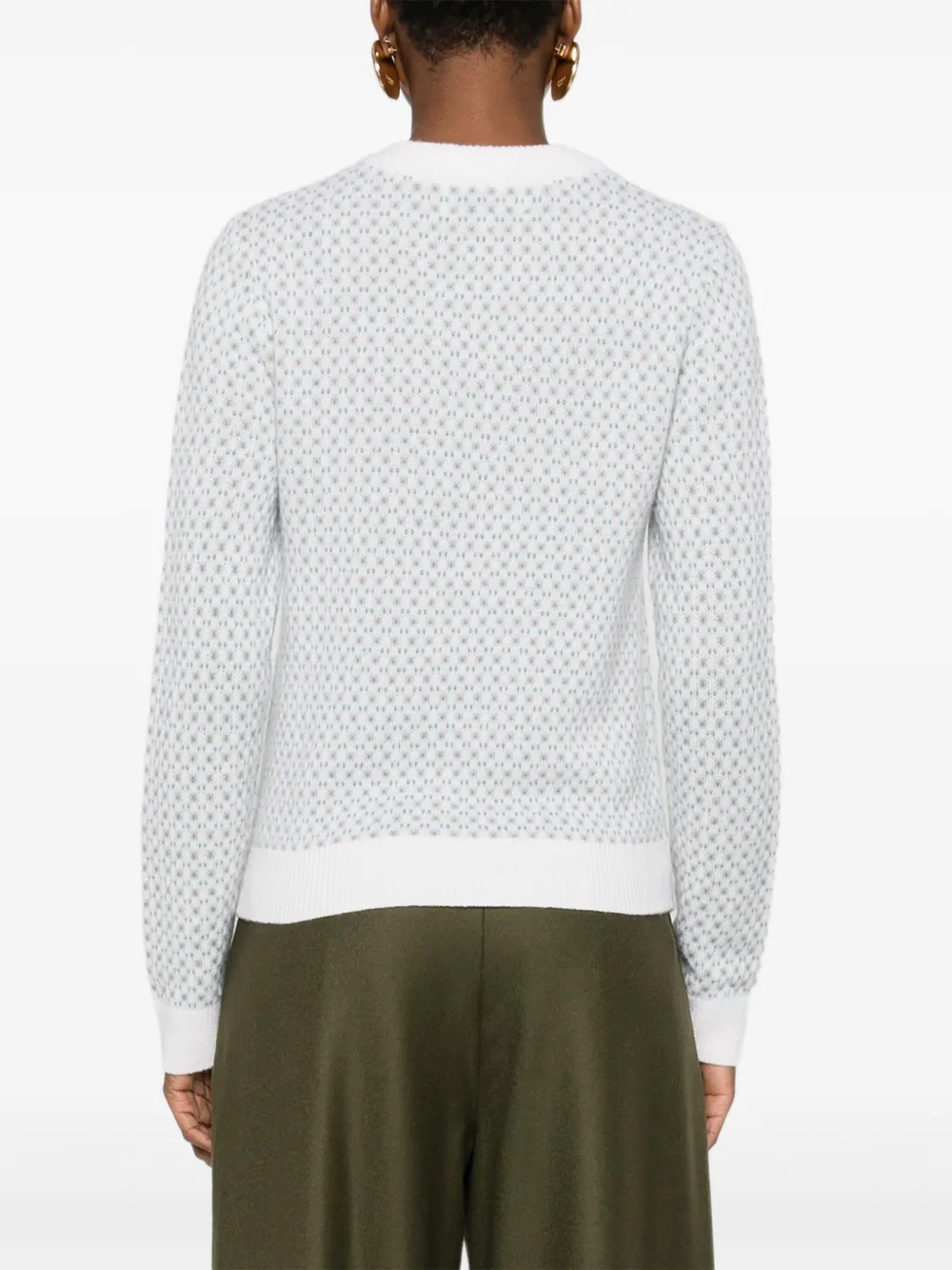 Eric Bompard Patterned Crew-neck Sweater In White