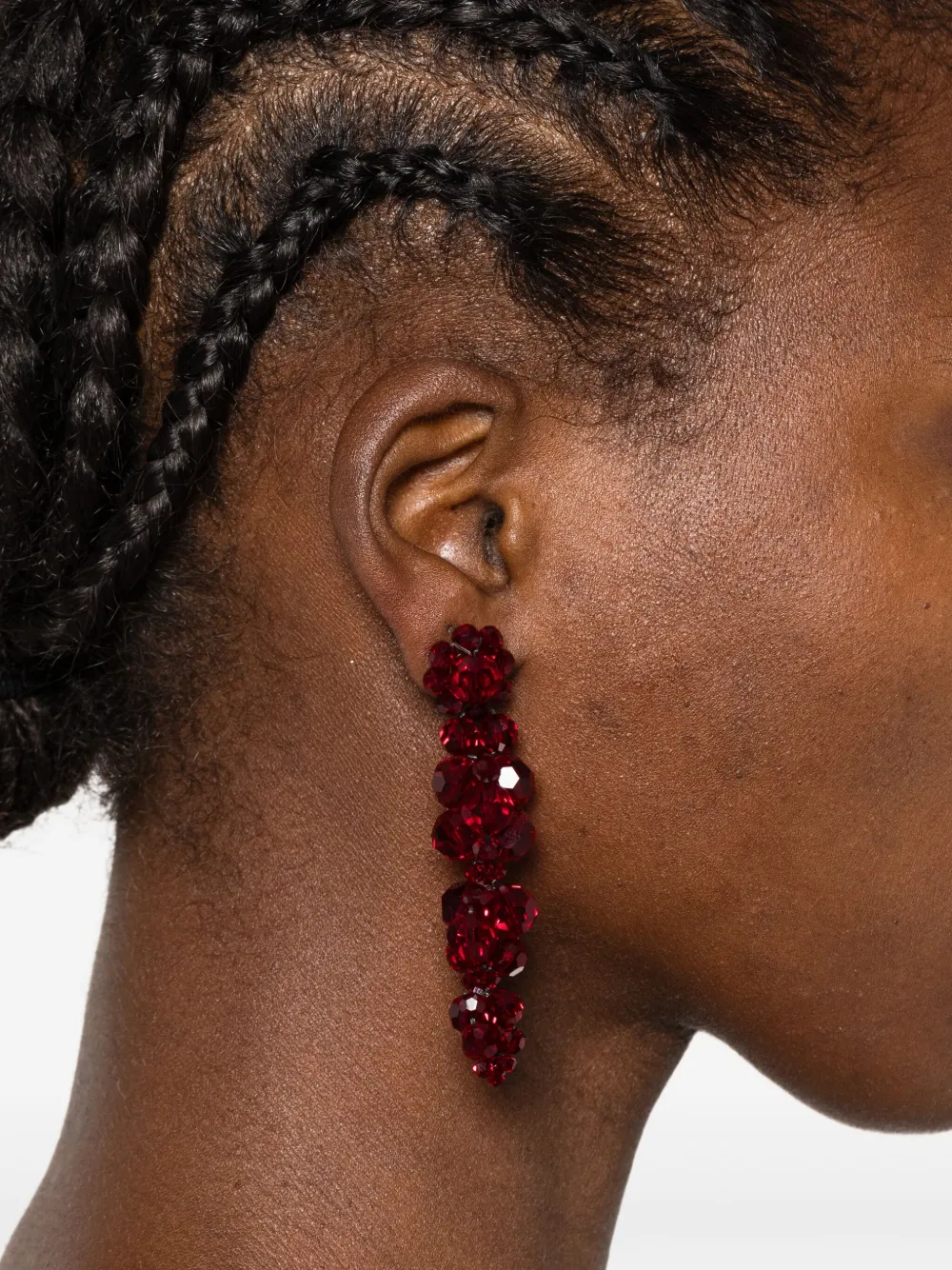 Simone Rocha Oorbellen met kristallen en bloem - Rood