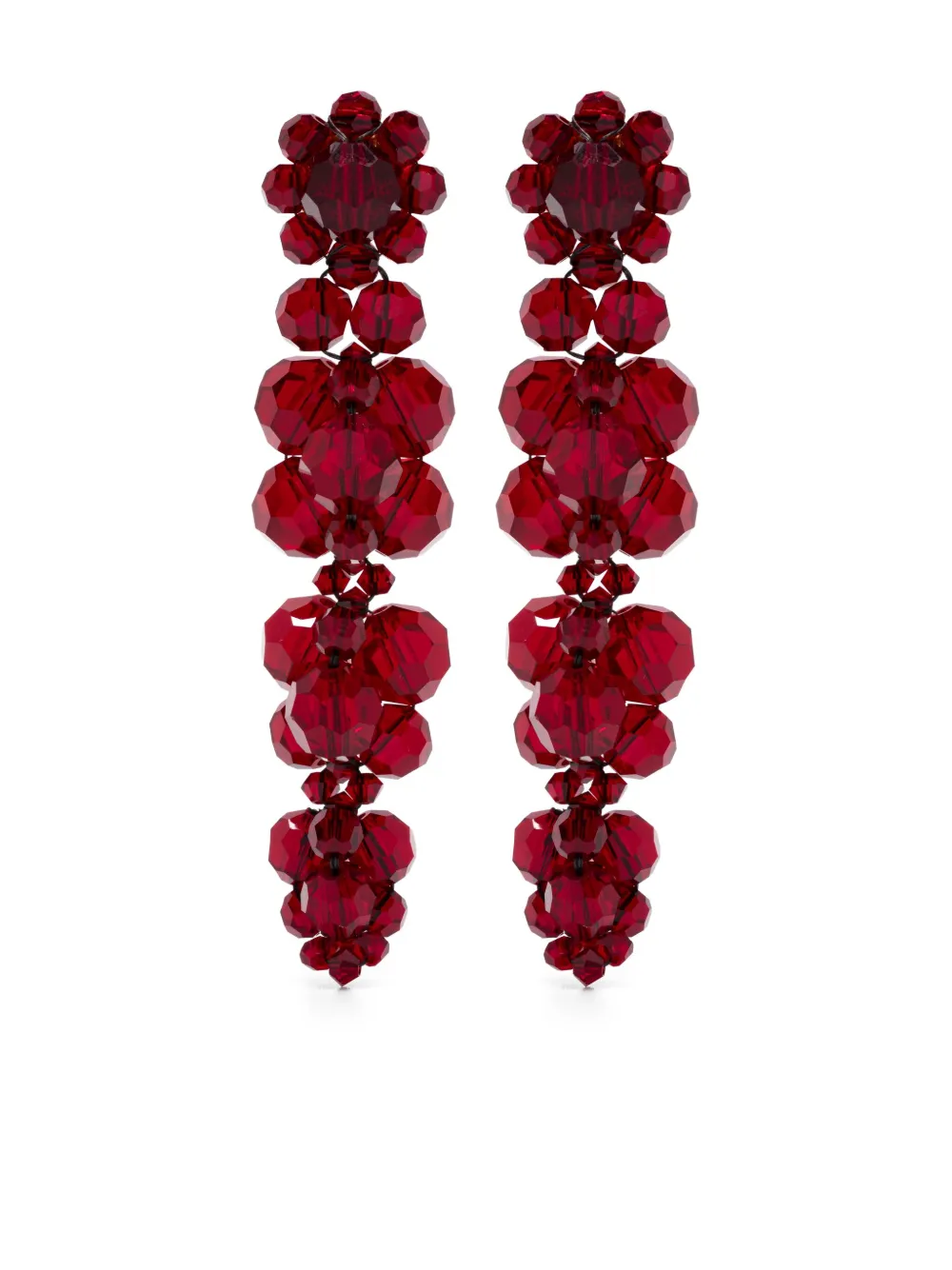 Simone Rocha crystal-flower earrings | Red | Image 1