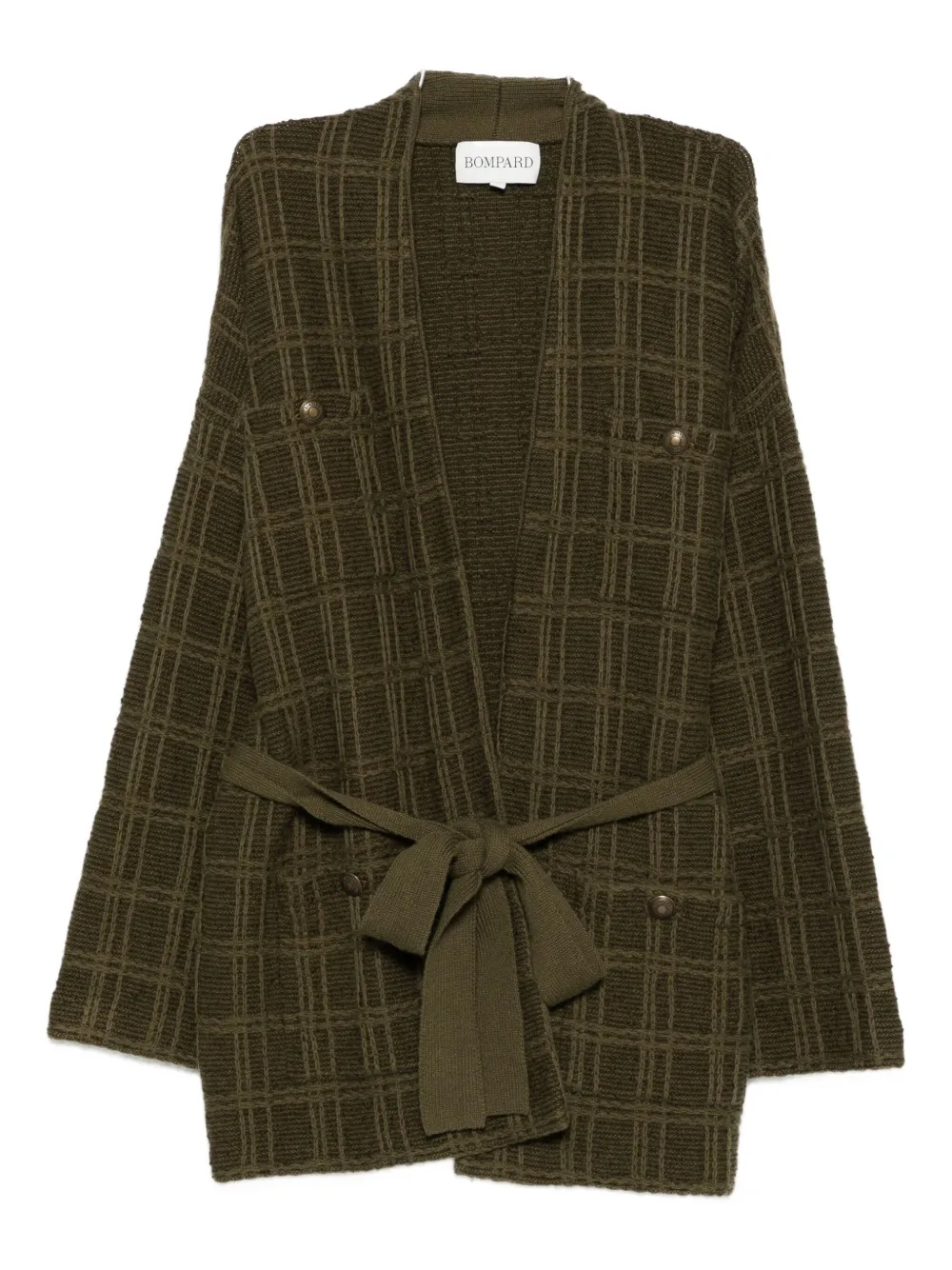 Eric Bompard Textured Belted Cardigan In Green