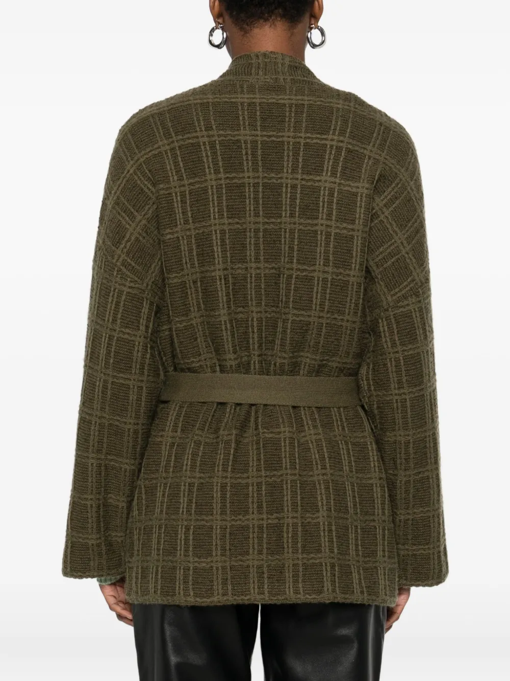 Eric Bompard Textured Belted Cardigan In Green