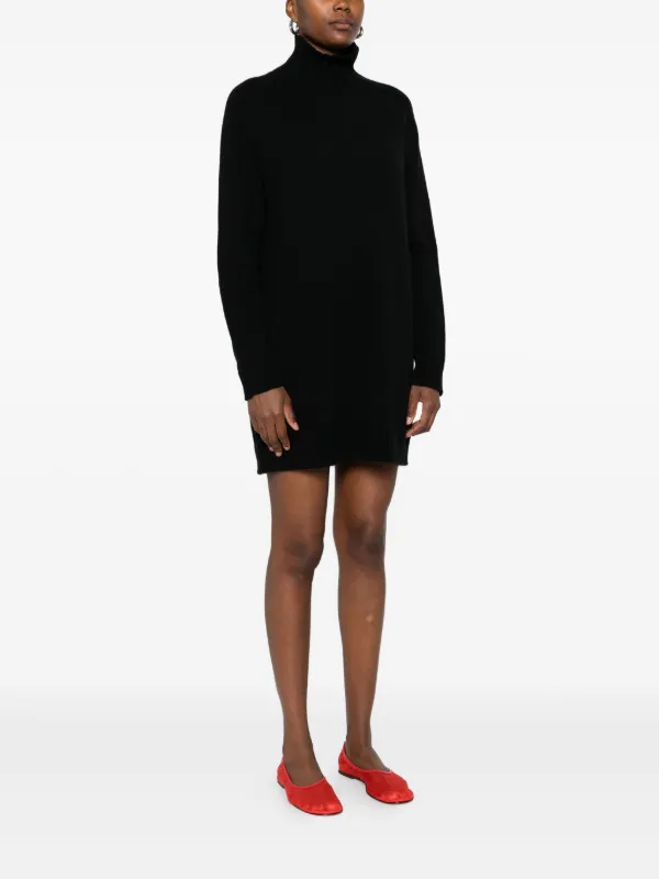 black cashmere mini dress Eric Bompard Cashmere High-neck Mini Dress
