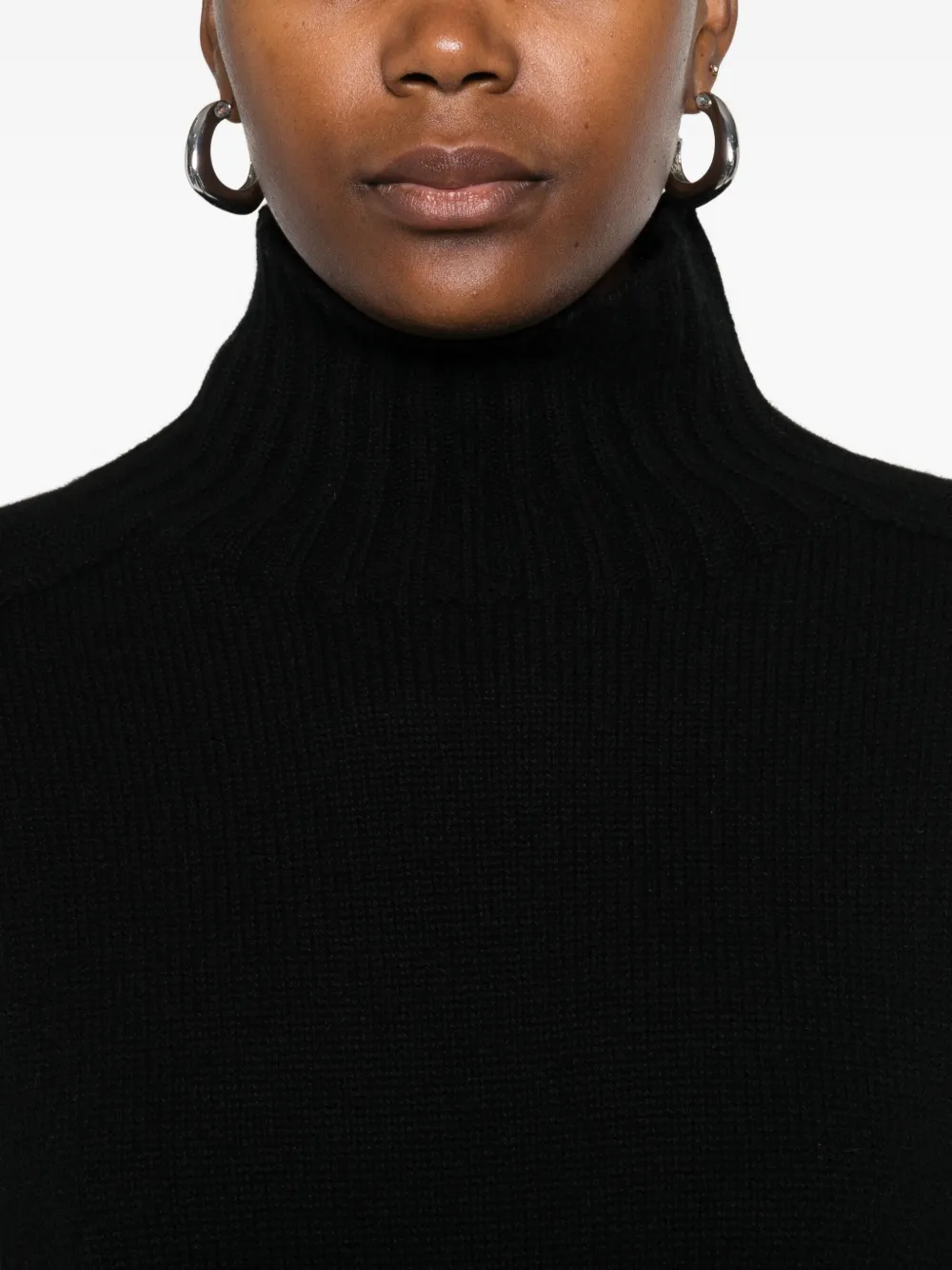 Eric Bompard High-neck Cashmere Mini Dress In Black