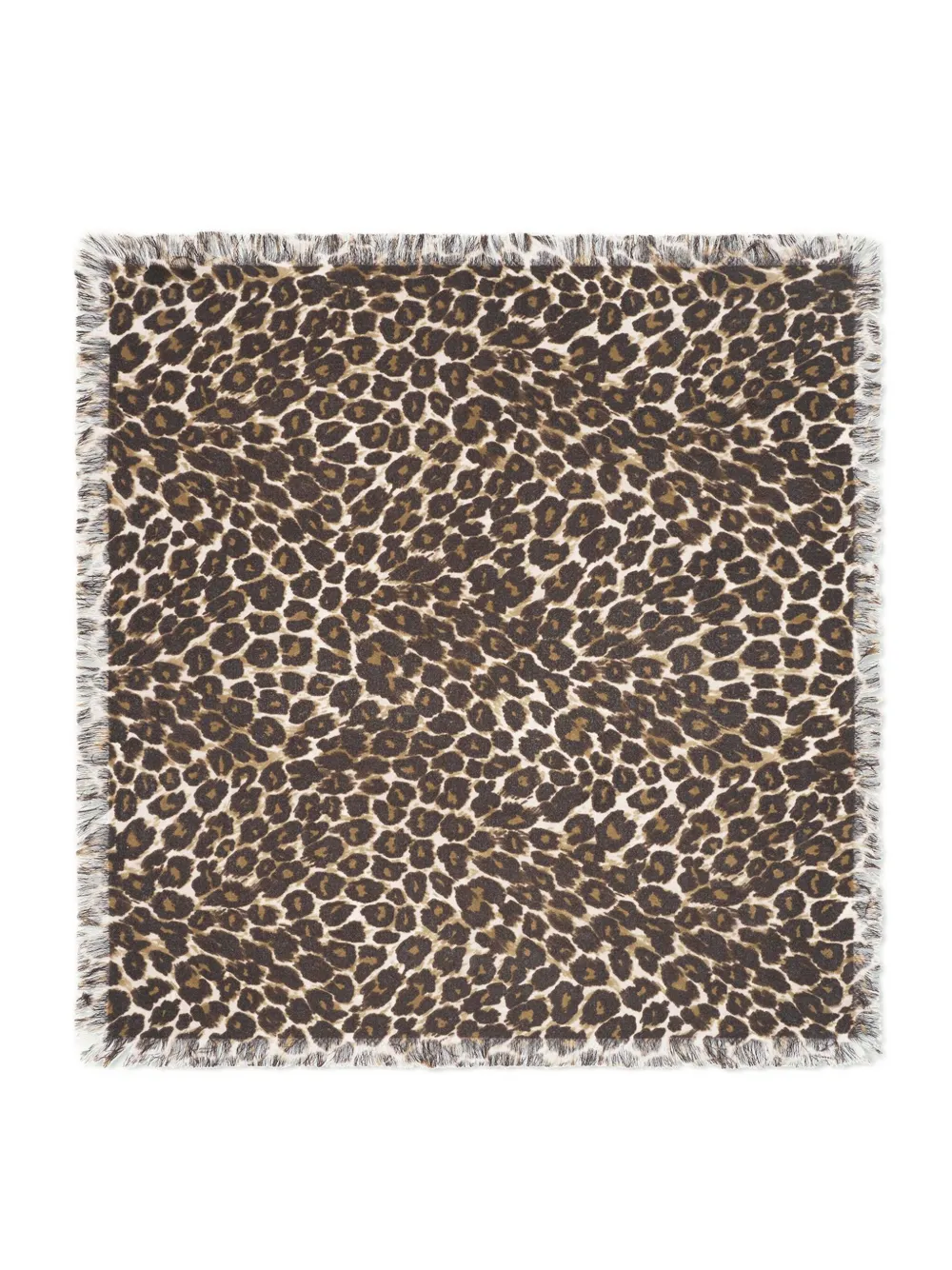 Eric Bompard Leopard-print Square-frame Scarf In Brown