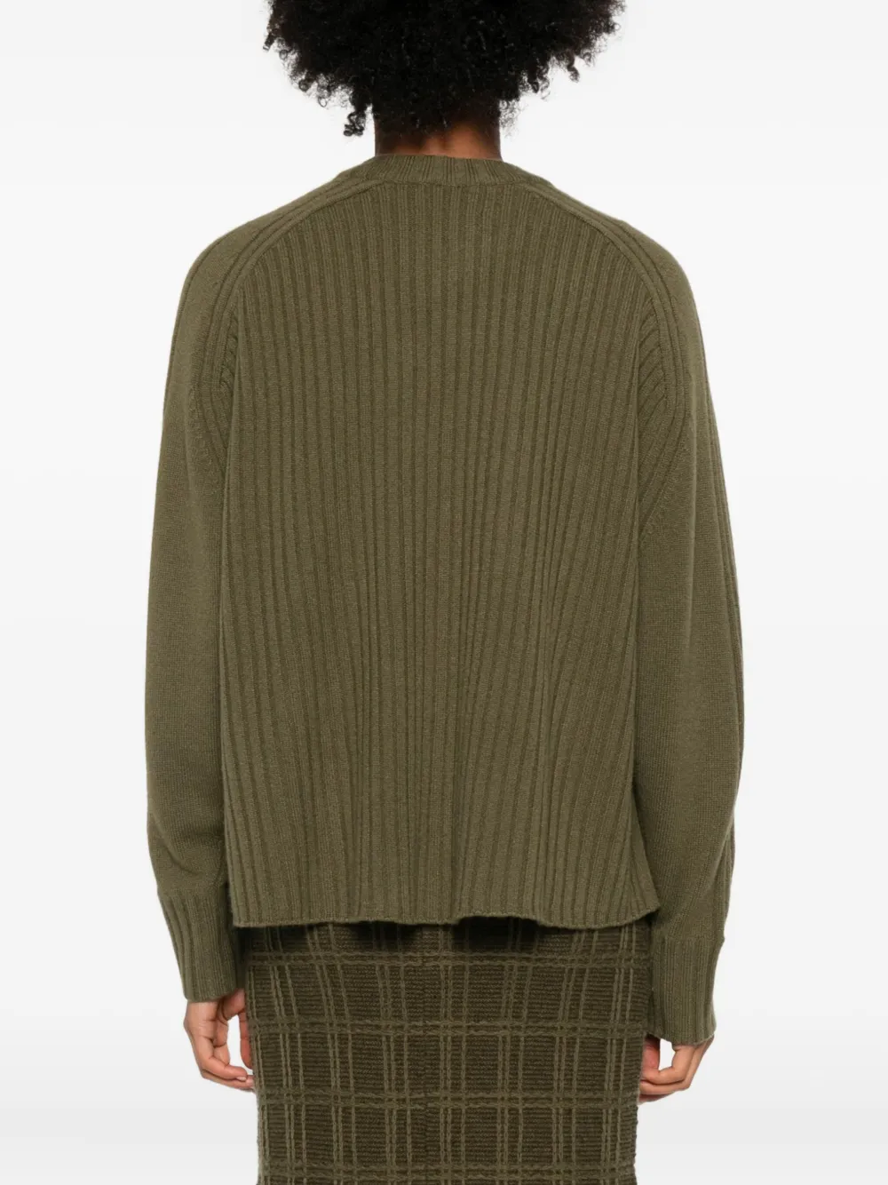 Eric Bompard Ribbed Crew-neck Sweater In Green