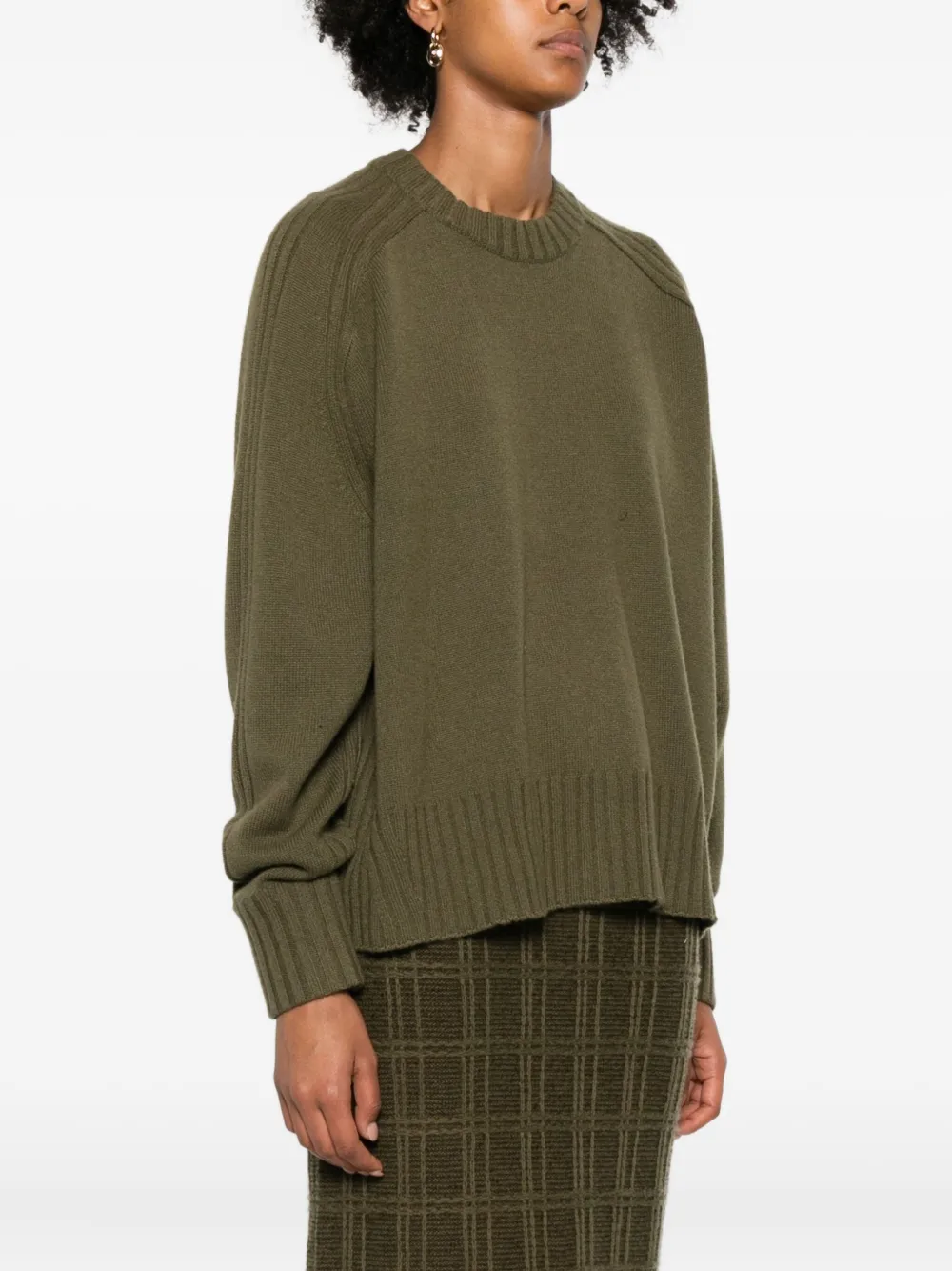 Eric Bompard Ribbed Crew-neck Sweater In Green