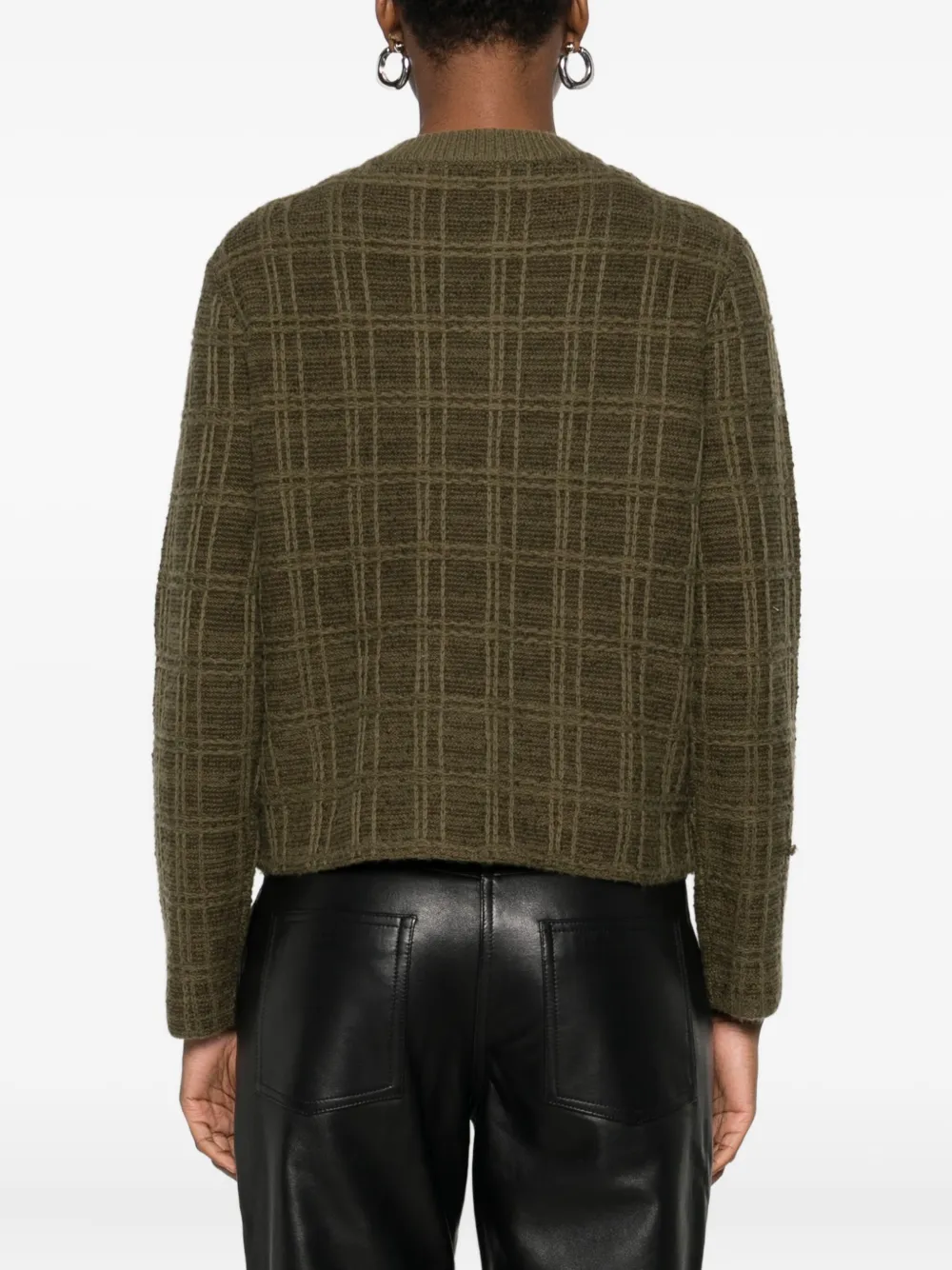 Eric Bompard Jacquard Tweed Button Jacket In Green