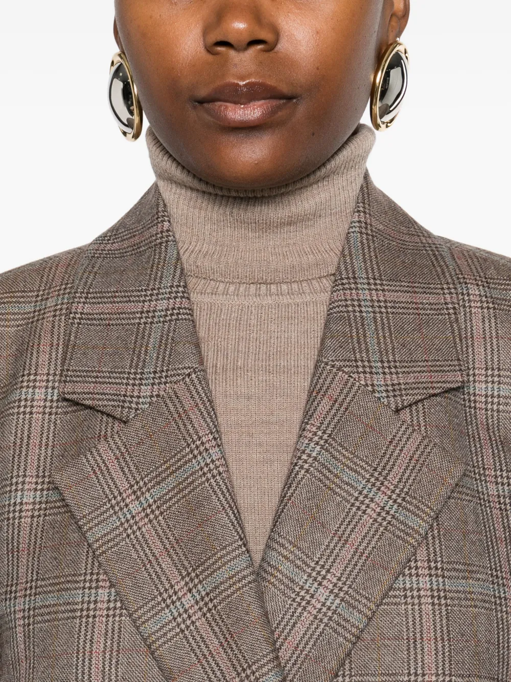 Eric Bompard Geruite blazer Bruin