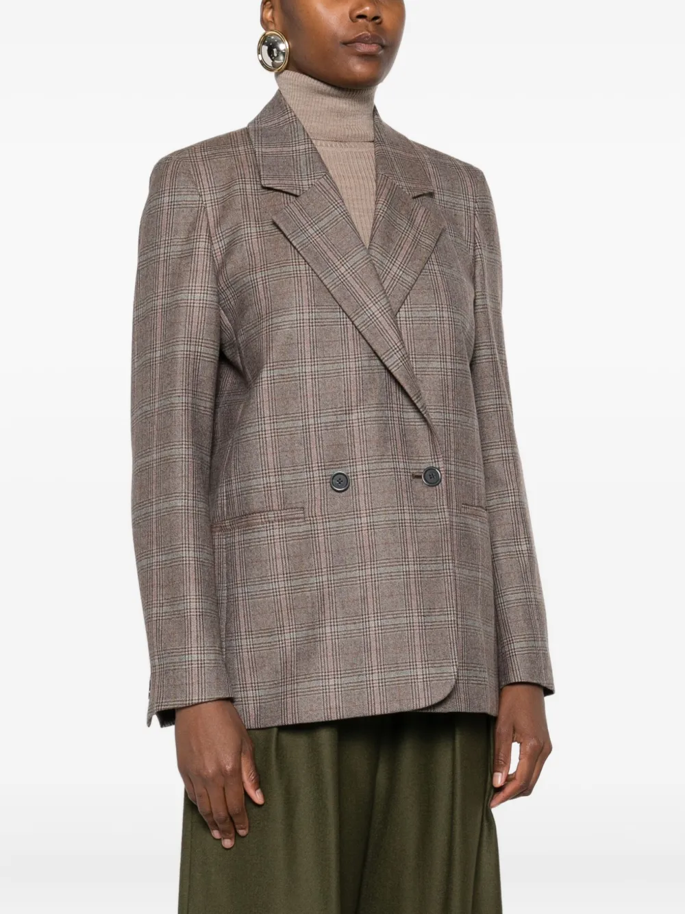 Eric Bompard Geruite blazer Bruin