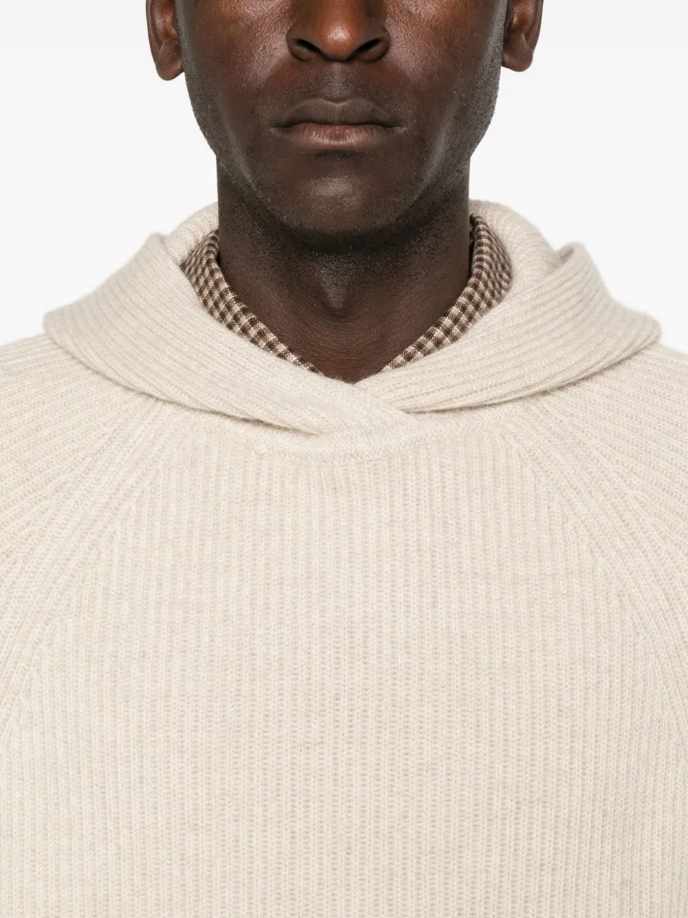 Eric Bompard Ribbed-knit Hooded Sweater In Neutral