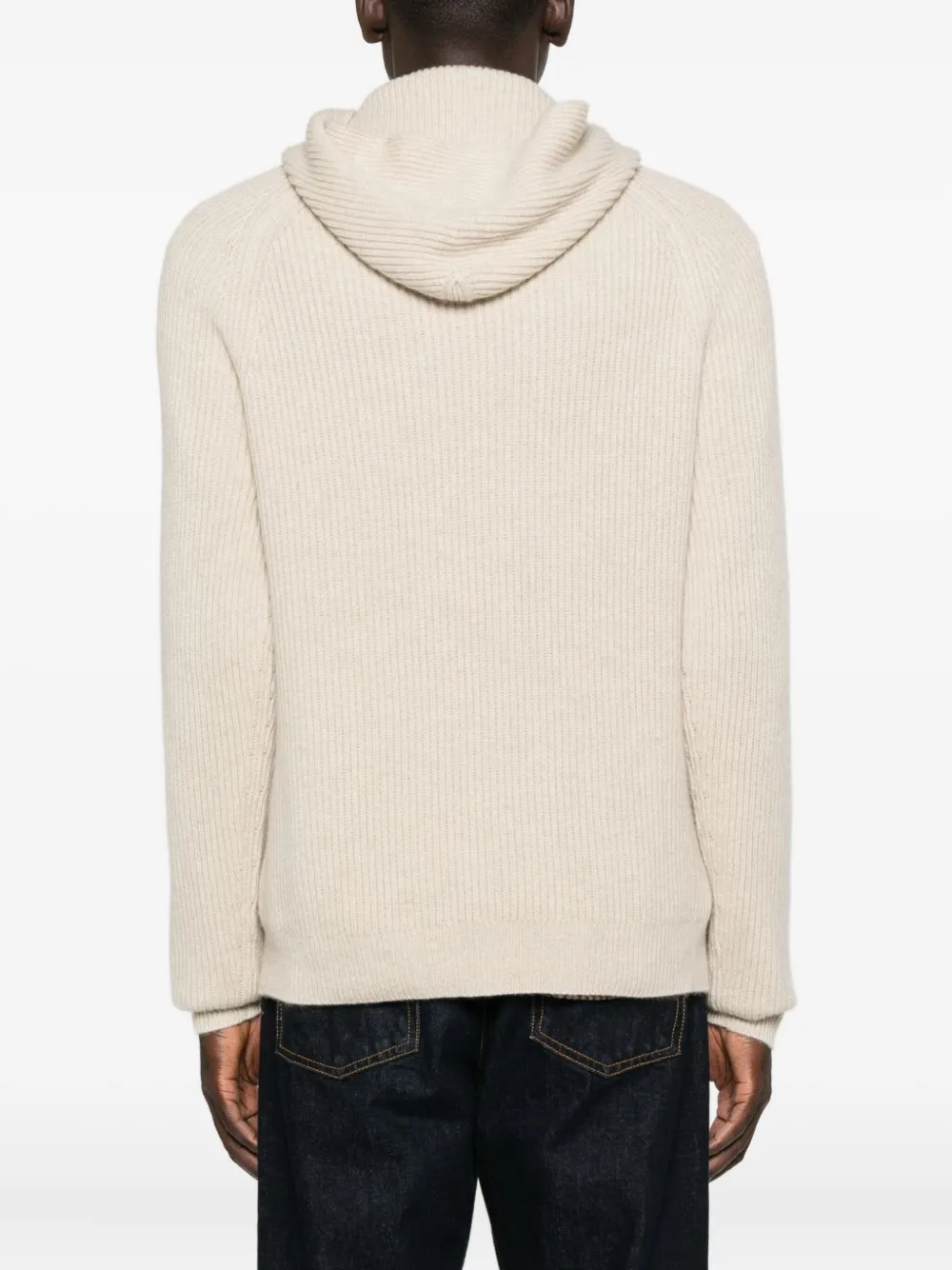 Eric Bompard Ribbed-knit Hooded Sweater In Neutral