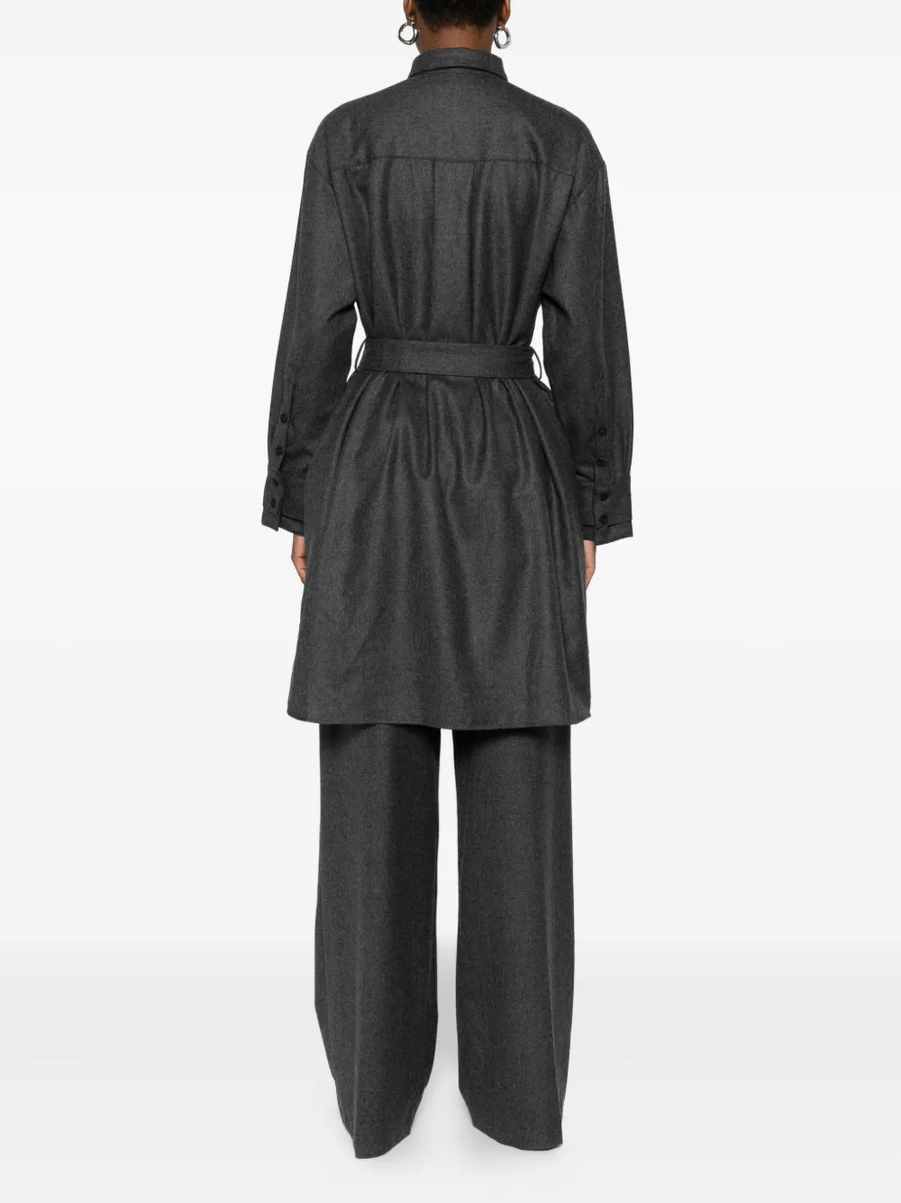 Eric Bompard Button-front Patch-pocket Shirt Mini Dress In Gray