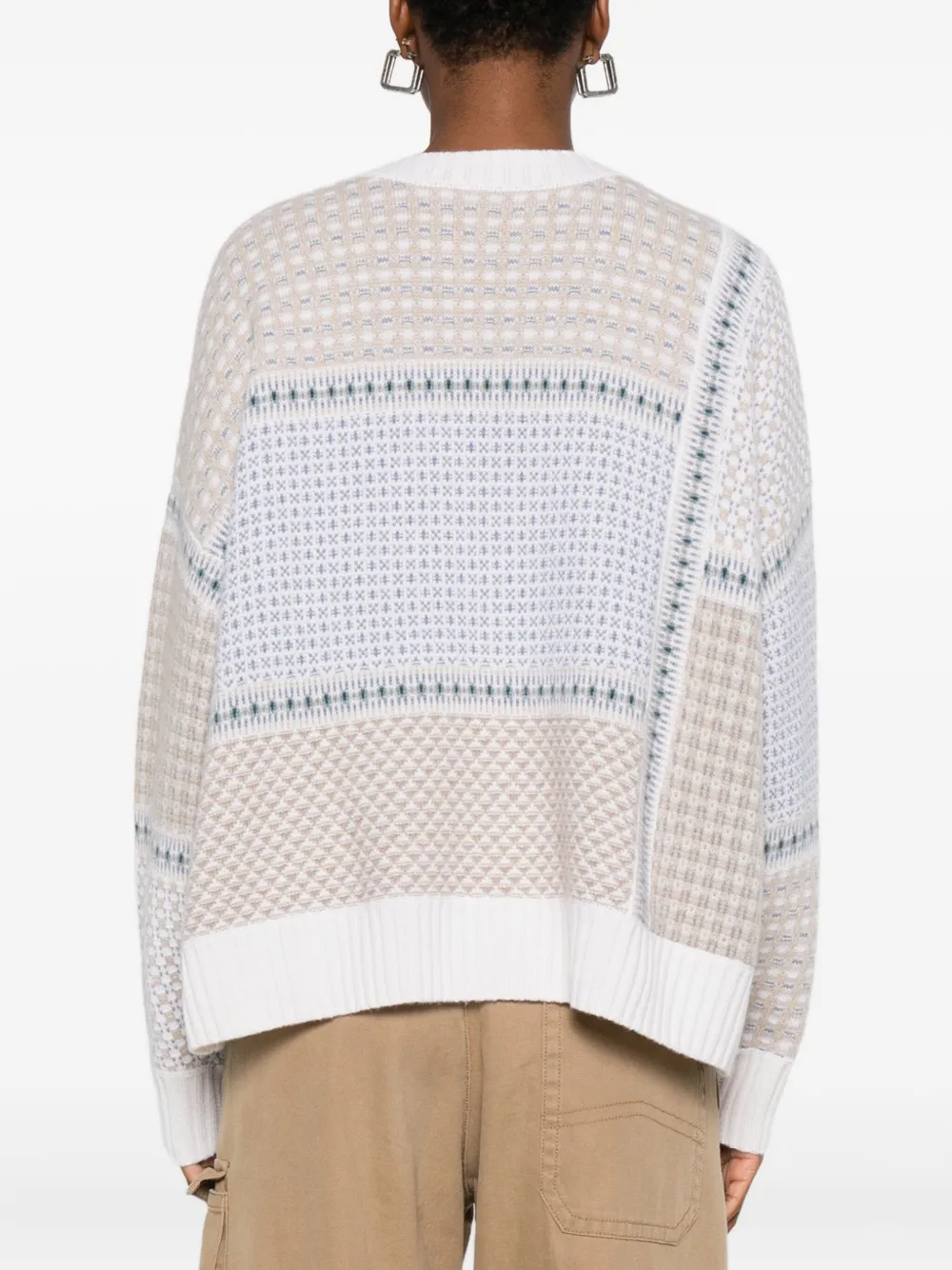 Eric Bompard Patchwork Round-neck Sweater In Neutral