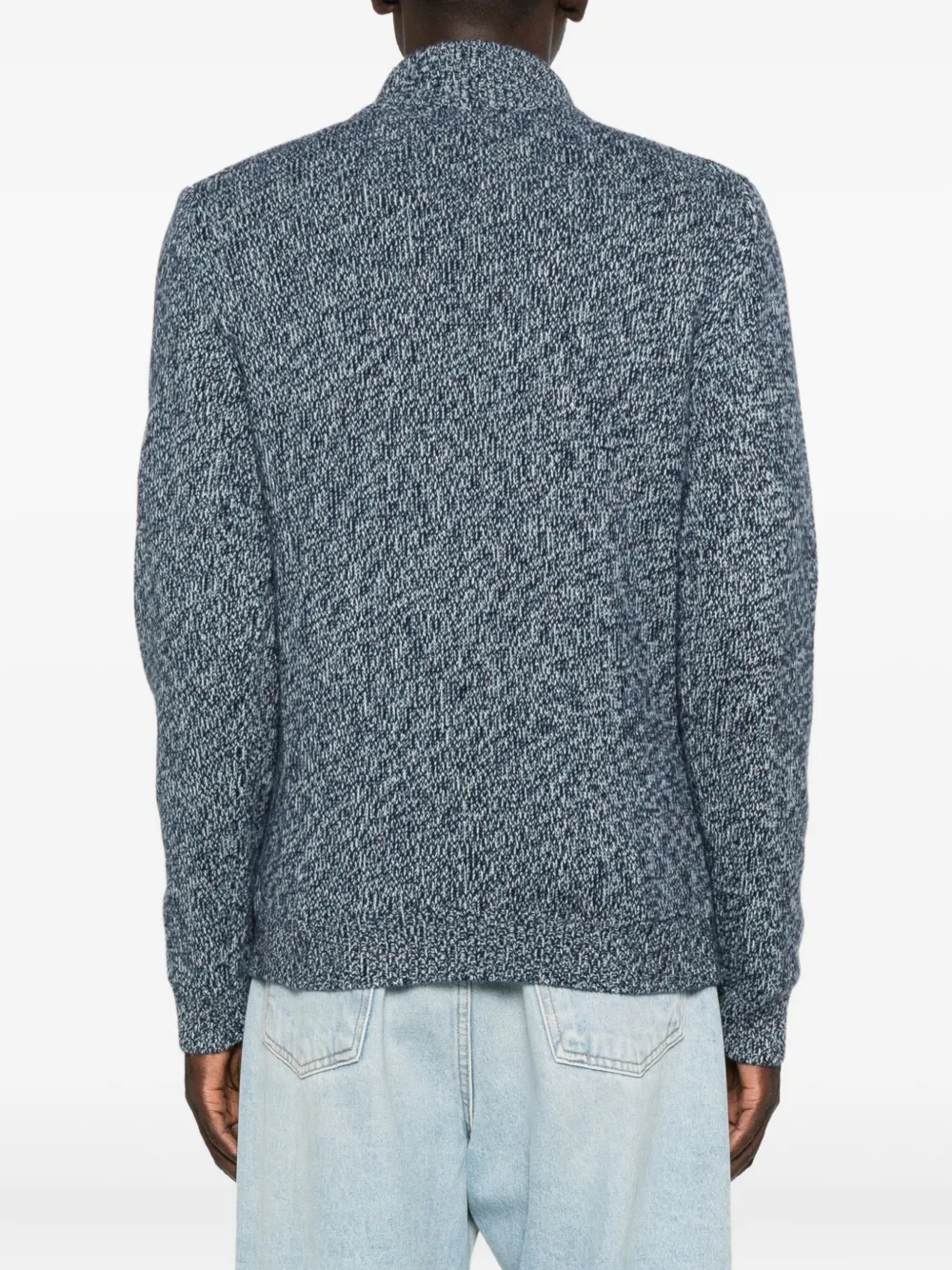 Eric Bompard Marl Zip-fastening Sweater In Blue