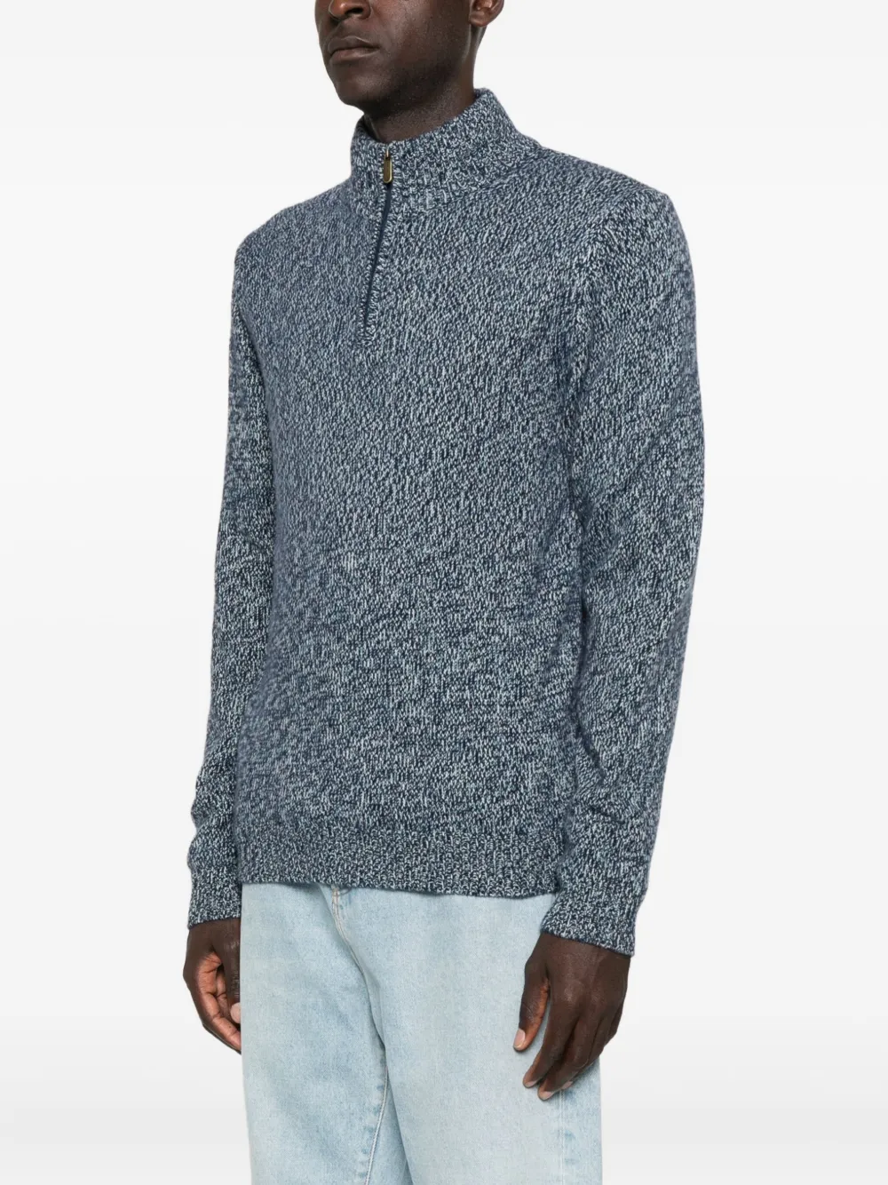 Eric Bompard Marl Zip-fastening Sweater In Blue