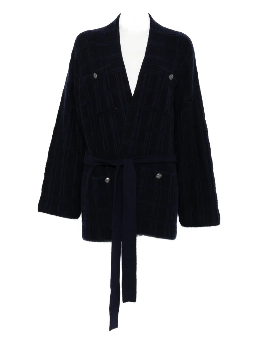 Eric Bompard Jacquard Belted Jacket In Blue
