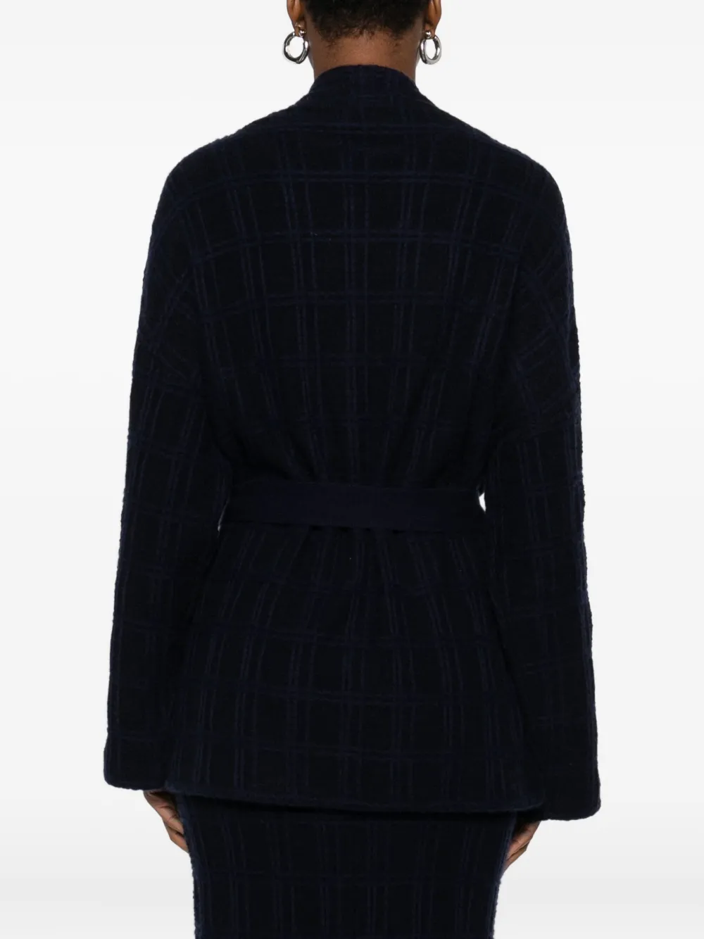 Eric Bompard Jacquard Belted Jacket In Blue