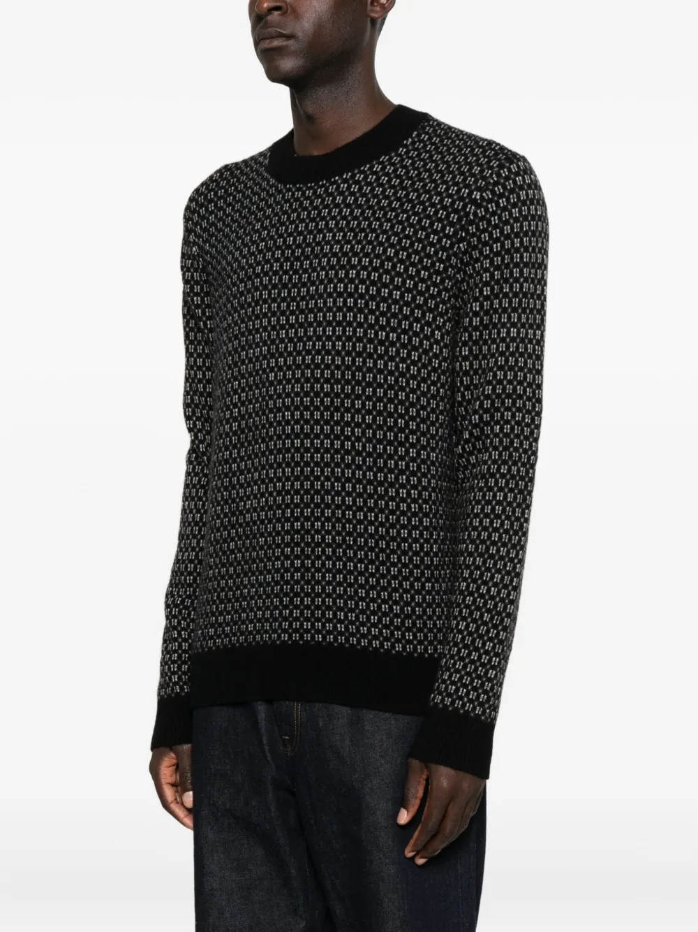 Eric Bompard Geometric-pattern Round-neck Sweater In Multi