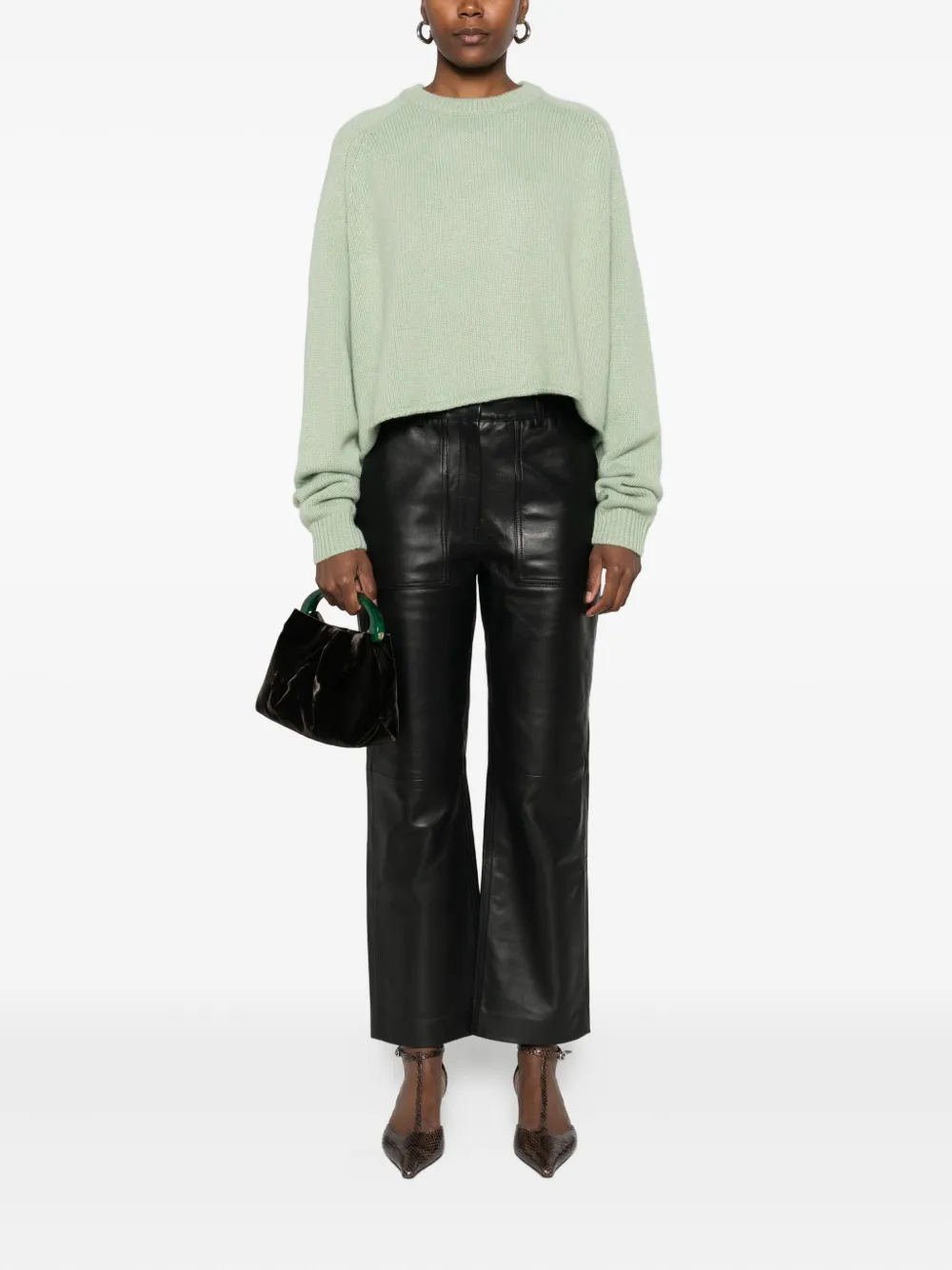 Eric Bompard Patch-pocket Leather Trousers In Black