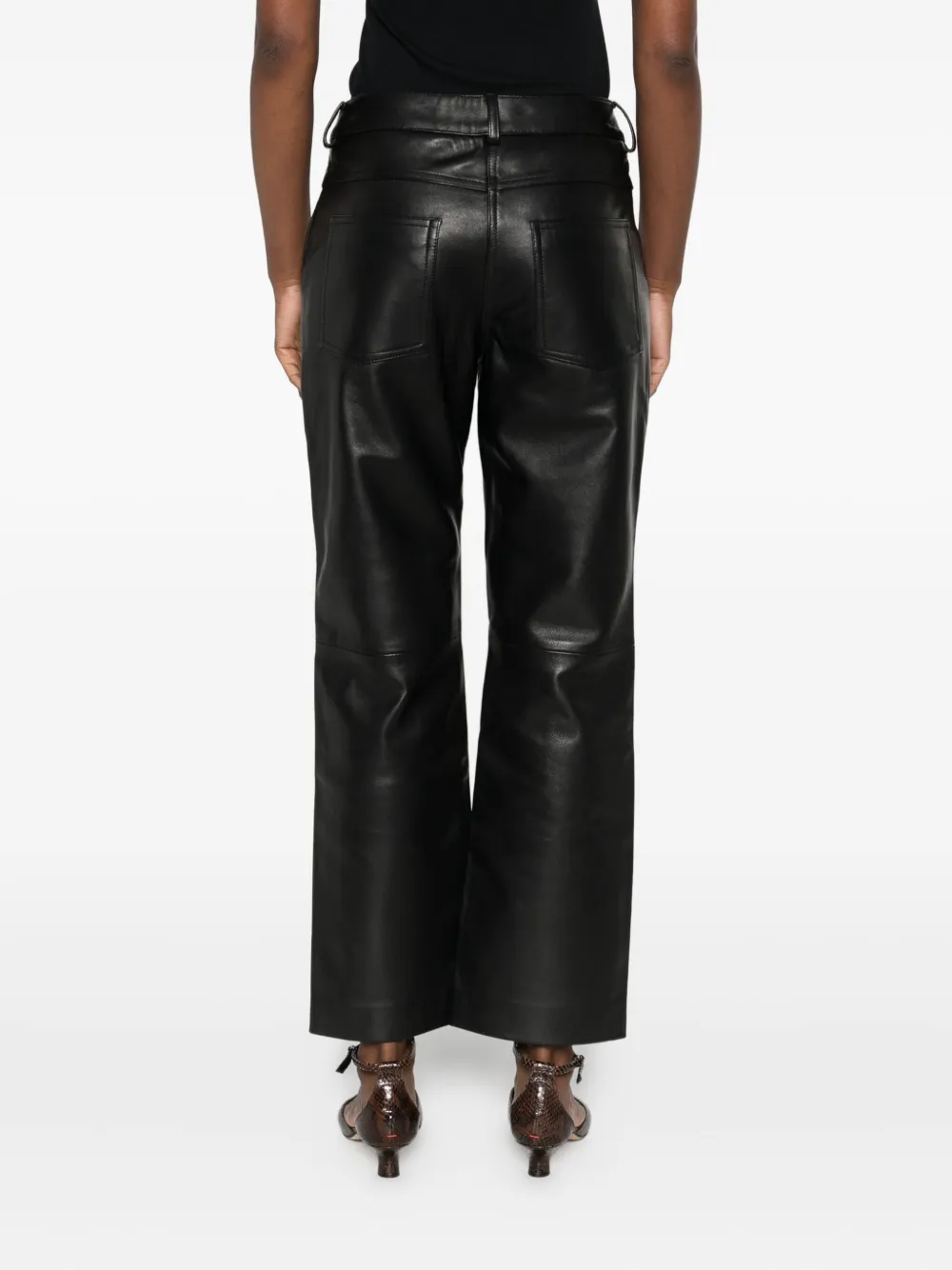 Eric Bompard Patch-pocket Leather Trousers In Black