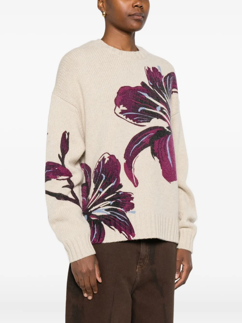 Eric Bompard Floral Crew-neck Sweater In Neutral