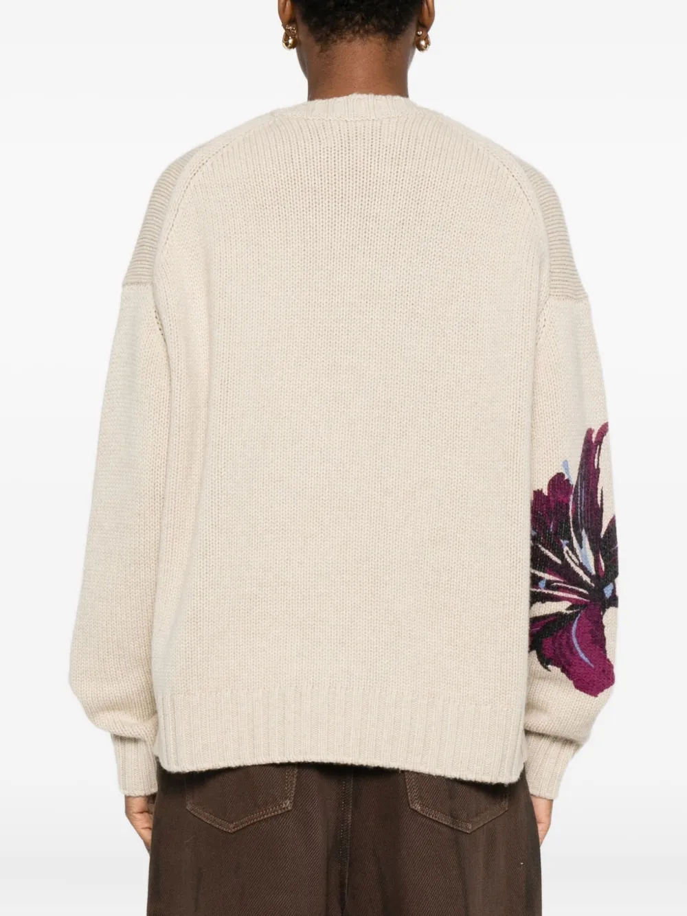 Eric Bompard Floral Crew-neck Sweater In Neutral