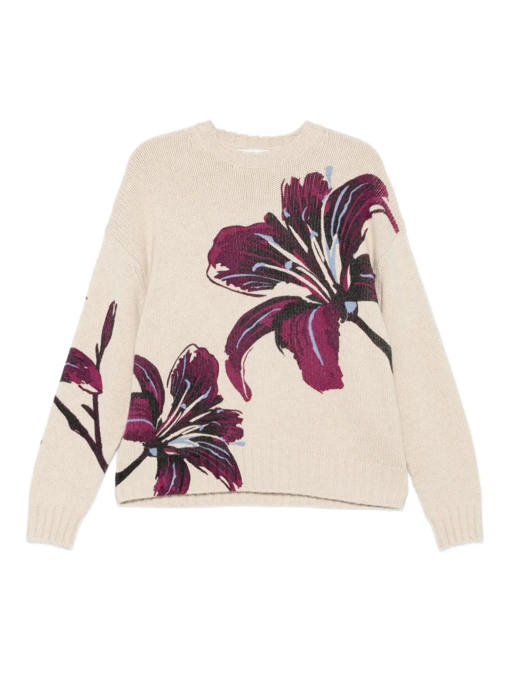 Eric Bompard Floral Crew-neck Sweater In Neutral