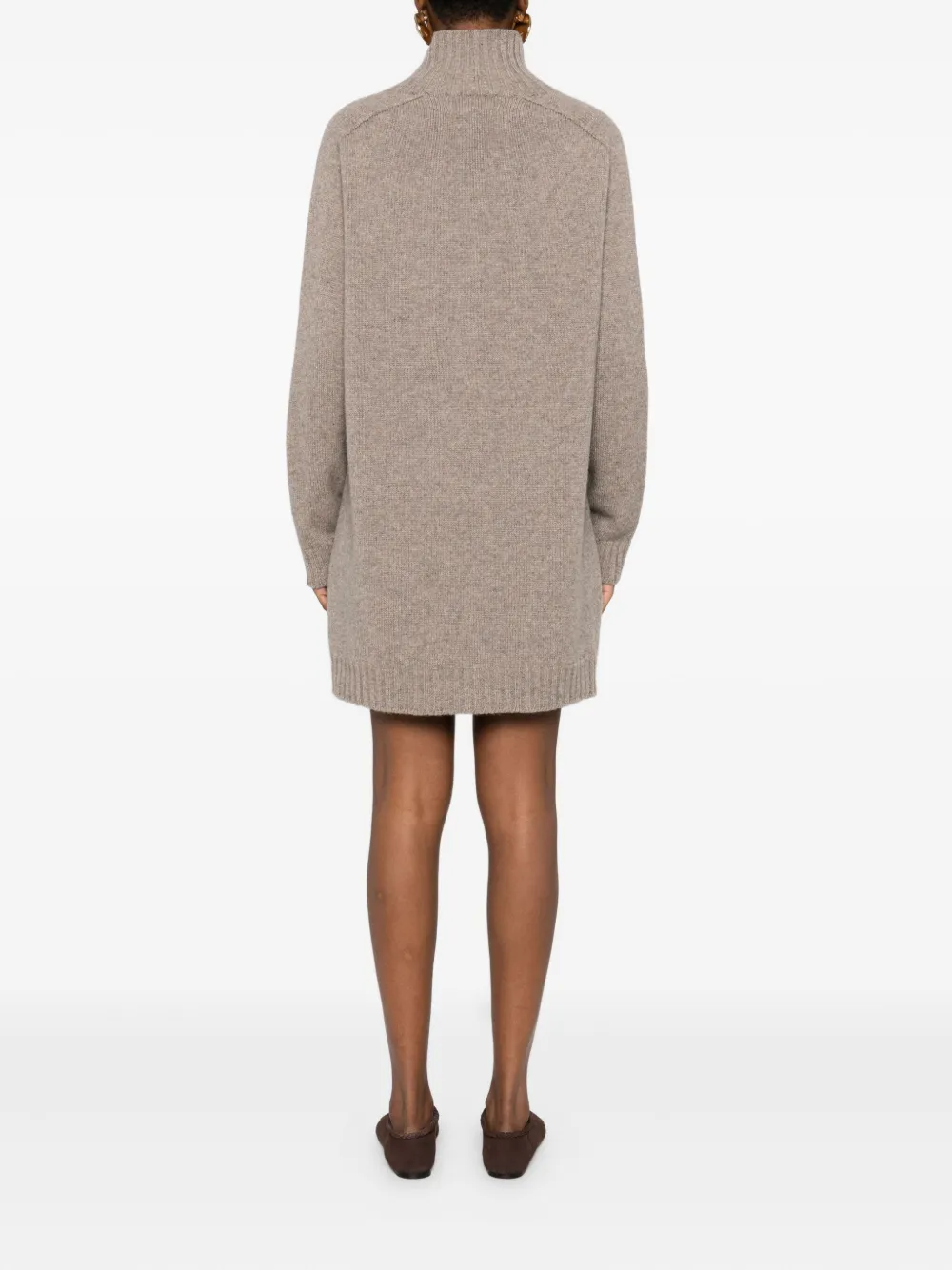 Eric Bompard High-neck Cashmere Mini Dress In Neutral