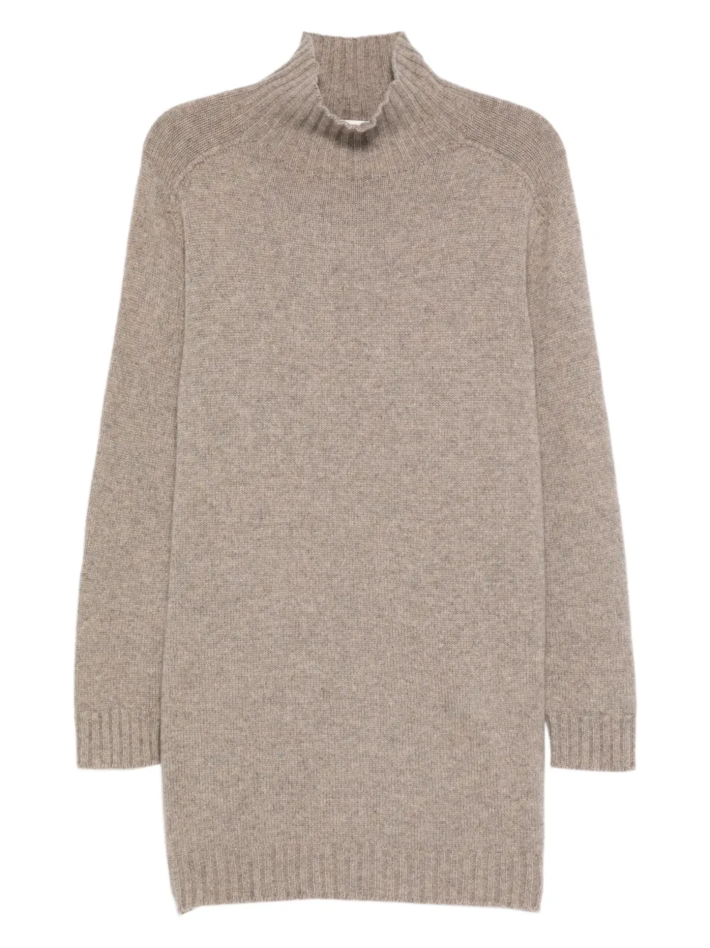 Eric Bompard High-neck Cashmere Mini Dress In Neutral