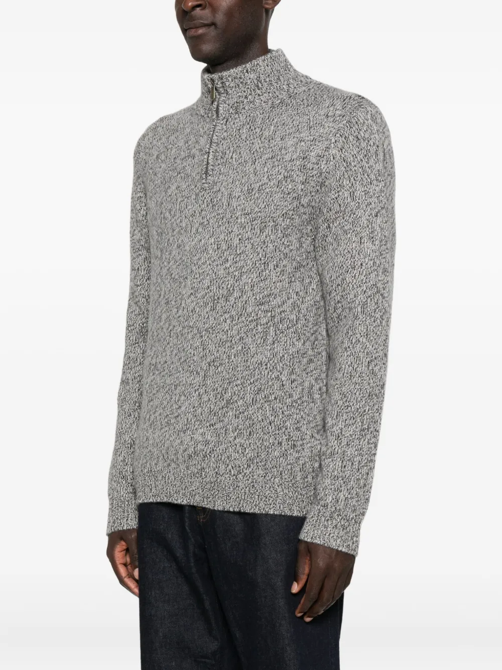 Eric Bompard Marl Zip-fastening Sweater In Gray