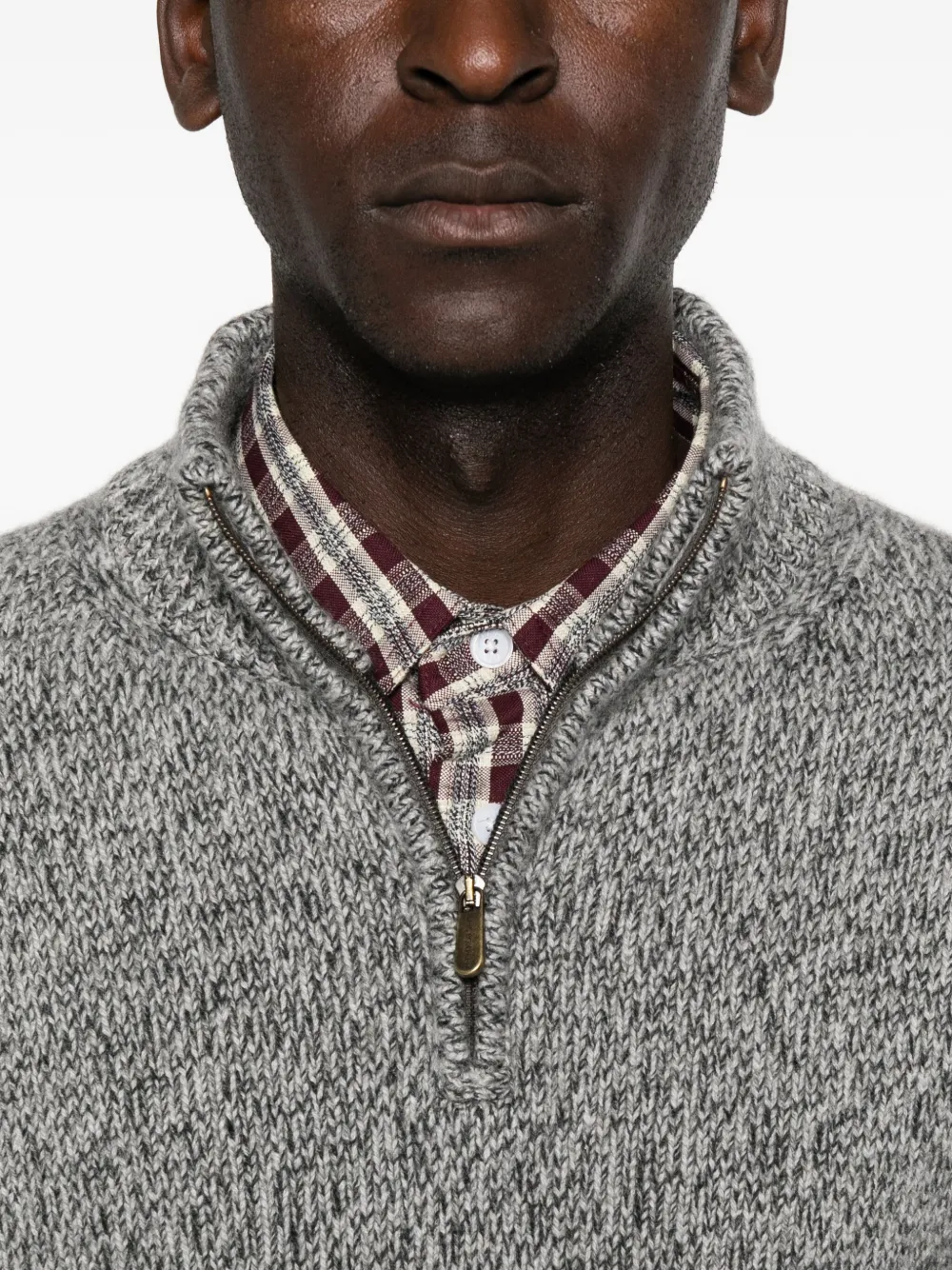 Eric Bompard Marl Zip-fastening Sweater In Gray