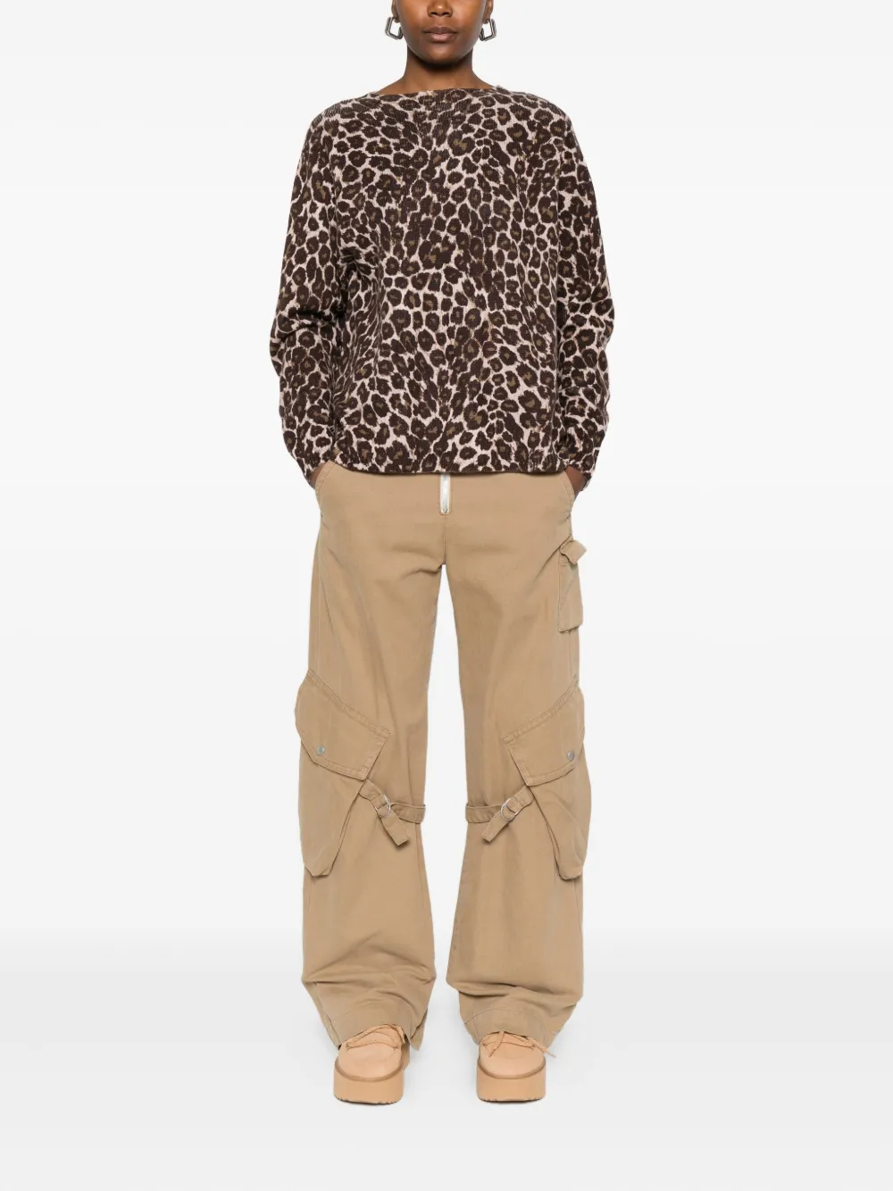 Eric Bompard Leopard-print Round-neck Sweater In Animal Print