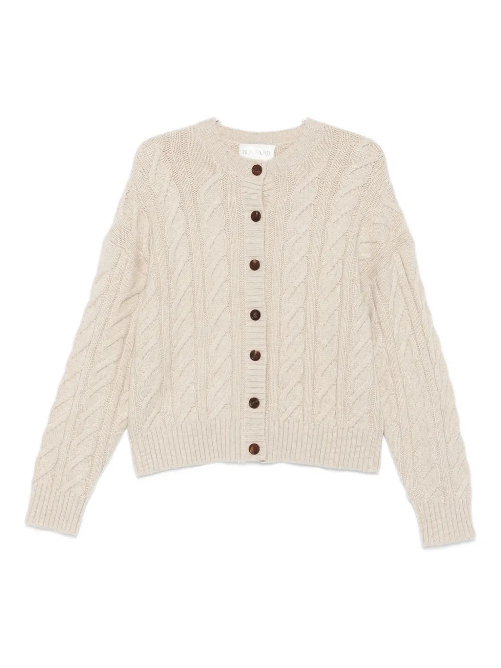 Eric Bompard Cable-knit Crew-neck Cardigan In Neutral