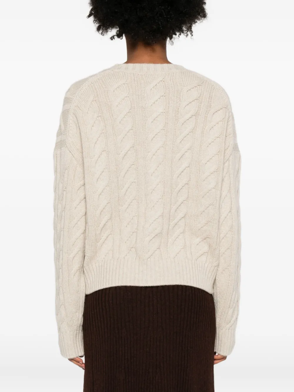 Eric Bompard Cable-knit Crew-neck Cardigan In Neutral
