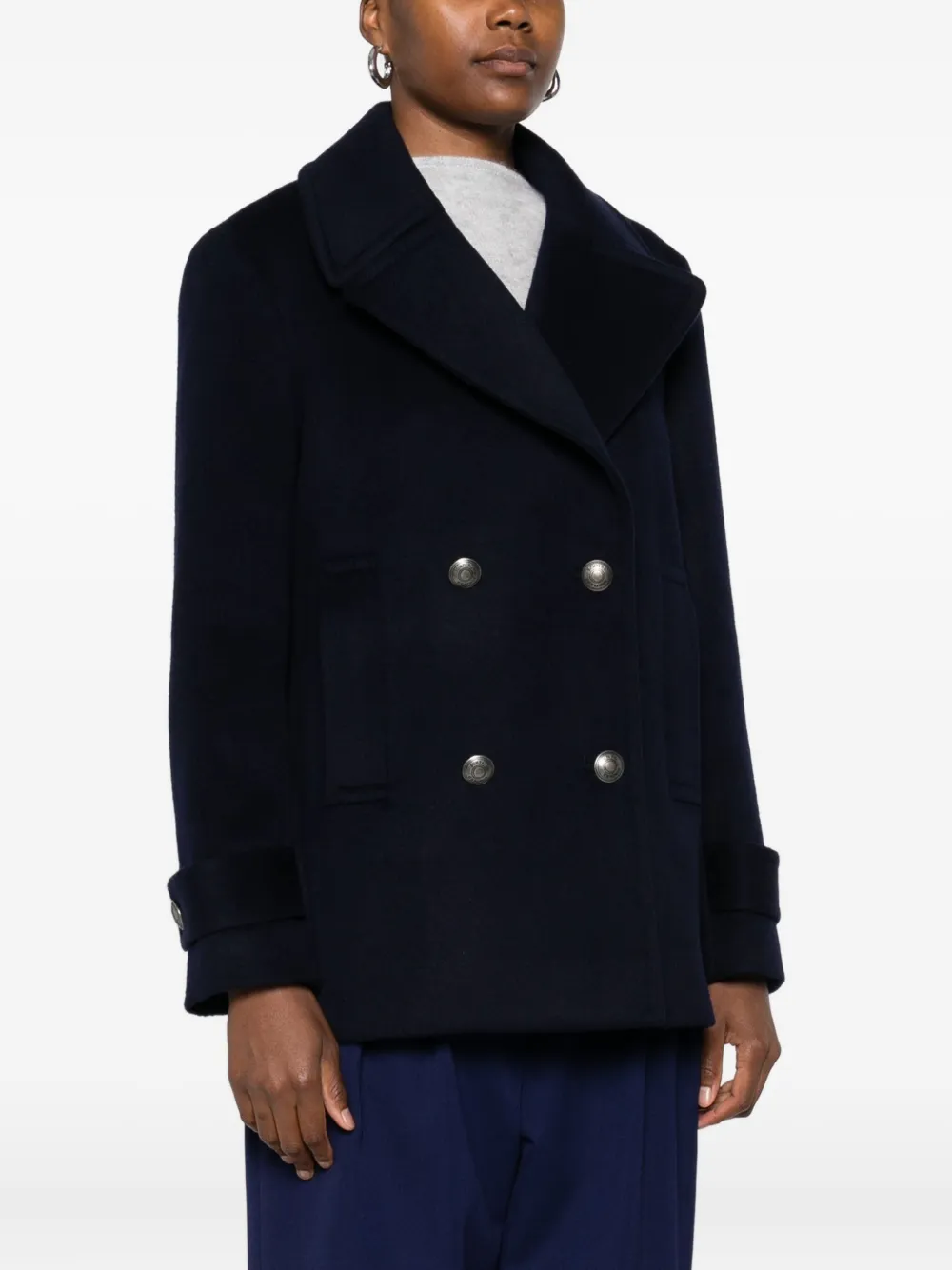 Eric Bompard Double-breasted Notched-lapel Coat In Black