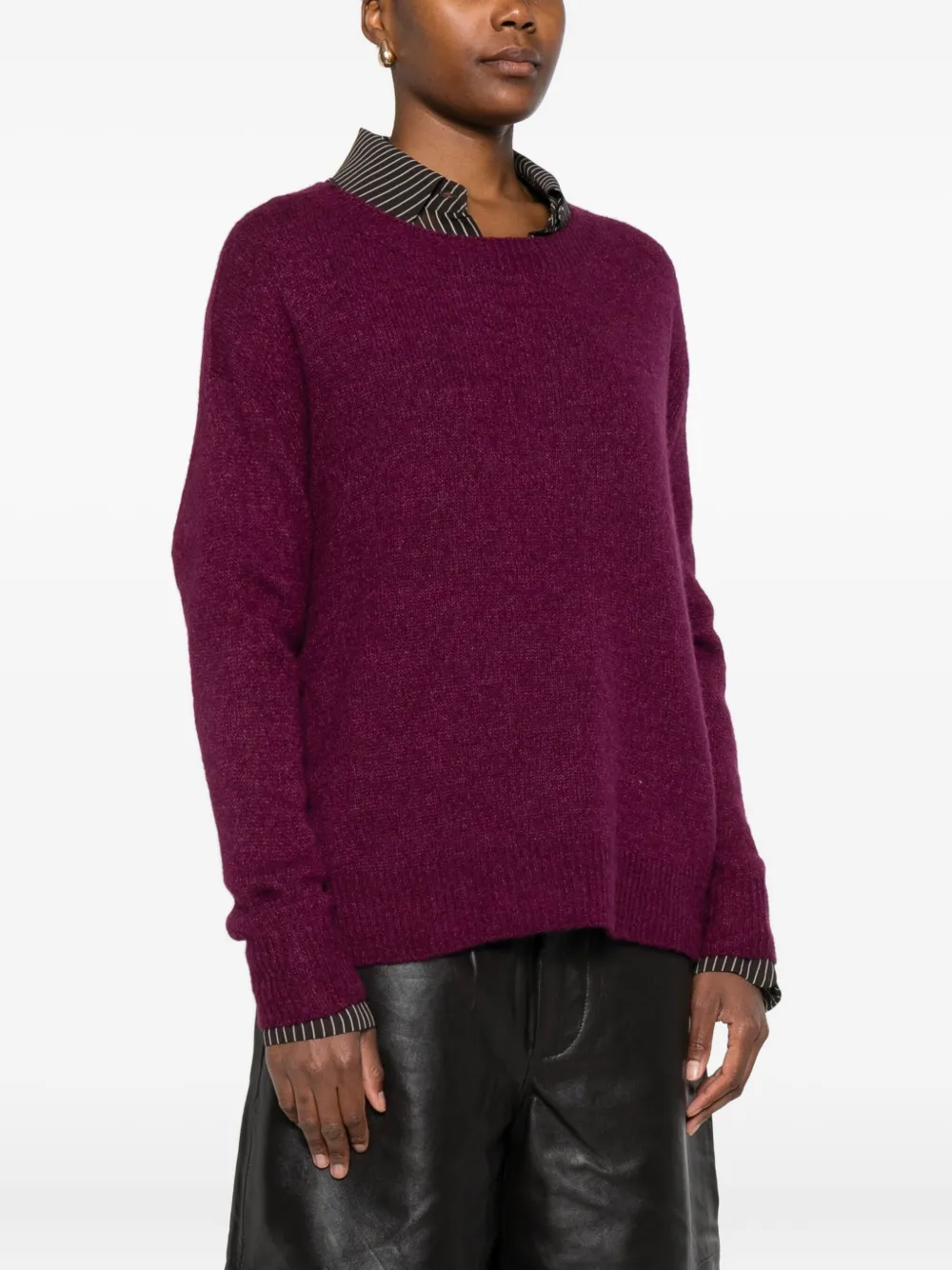 Eric Bompard Round-neck Ribbed Sweater In Purple