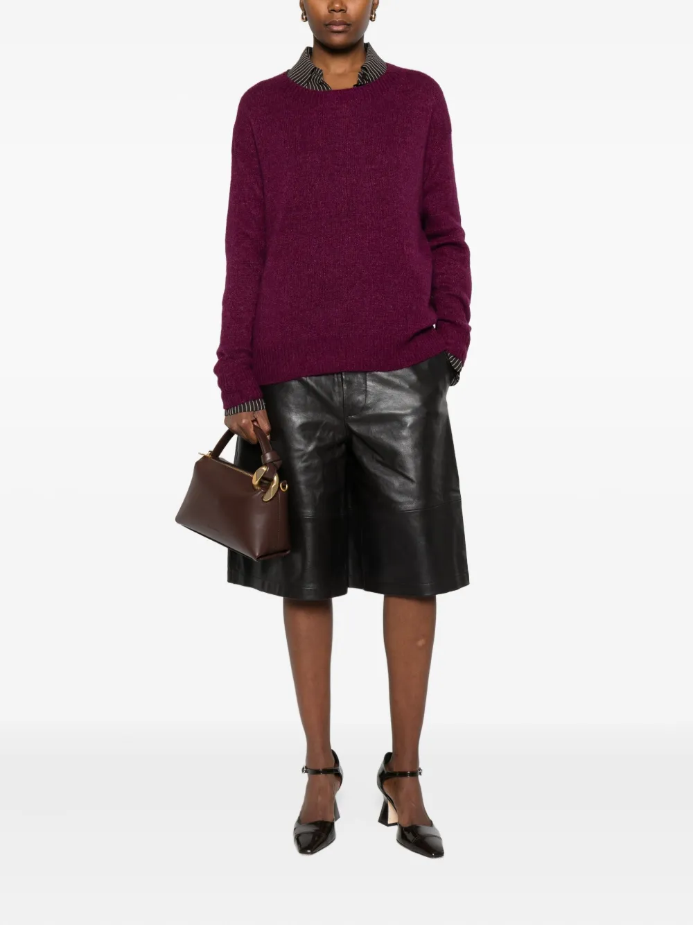 Eric Bompard Round-neck Ribbed Sweater In Purple