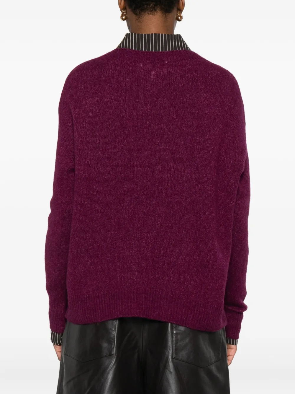 Eric Bompard Round-neck Ribbed Sweater In Purple