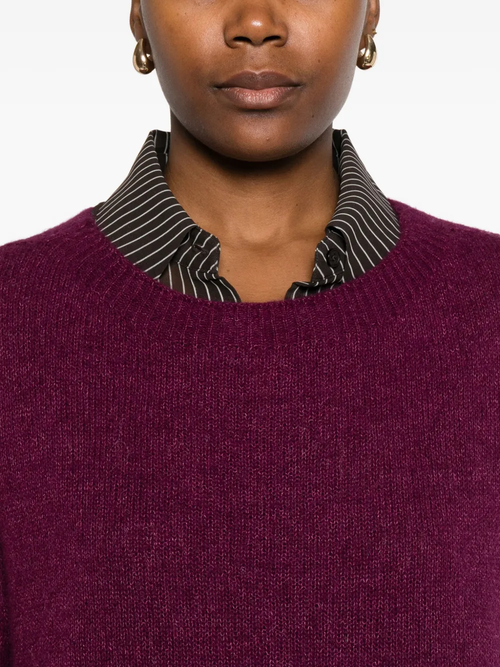 Eric Bompard Round-neck Ribbed Sweater In Purple