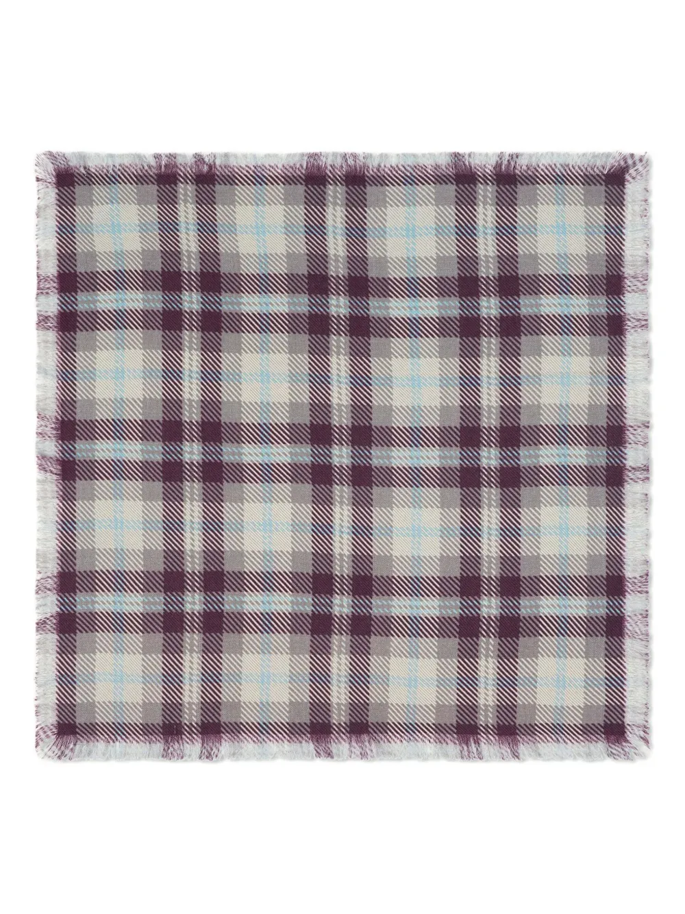 Eric Bompard checked fringed scarf | Purple | Image 1