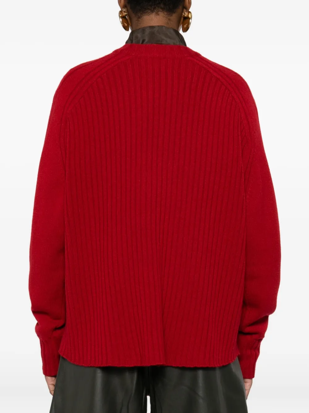 Eric Bompard Ribbed Crew-neck Sweater In Red