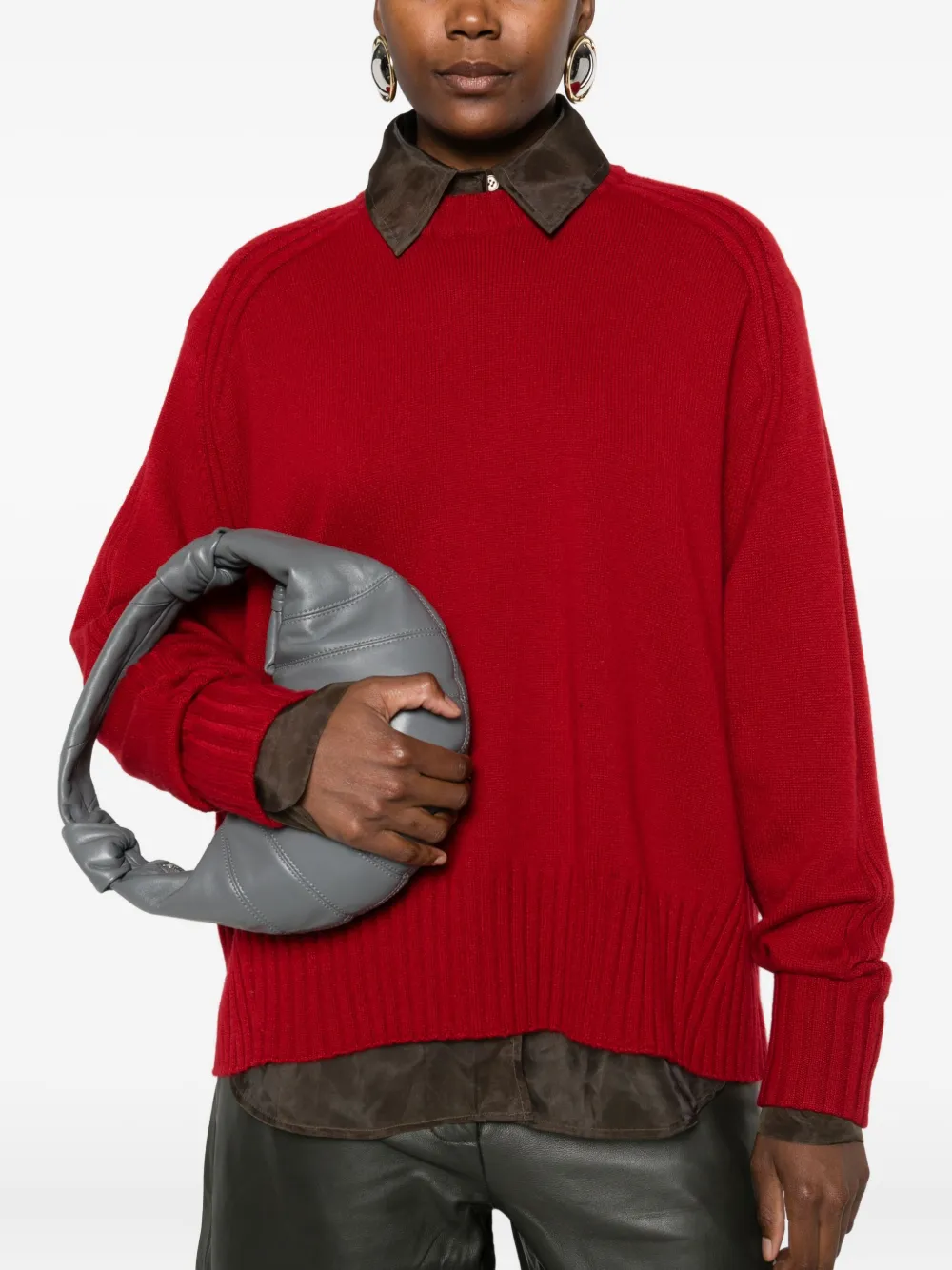 Eric Bompard Ribbed Crew-neck Sweater In Red
