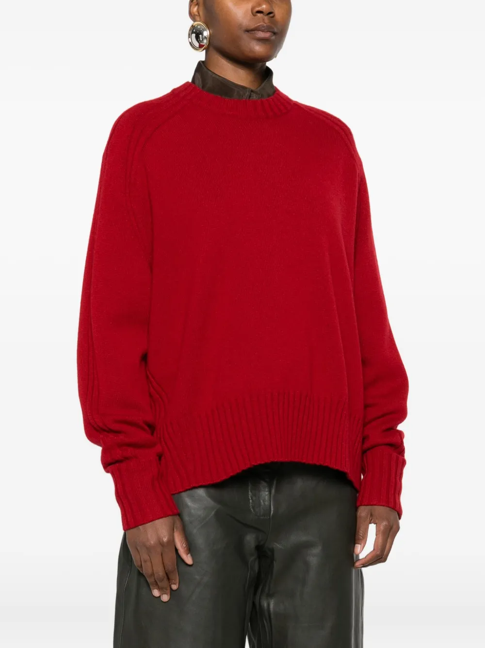 Eric Bompard Ribbed Crew-neck Sweater In Red