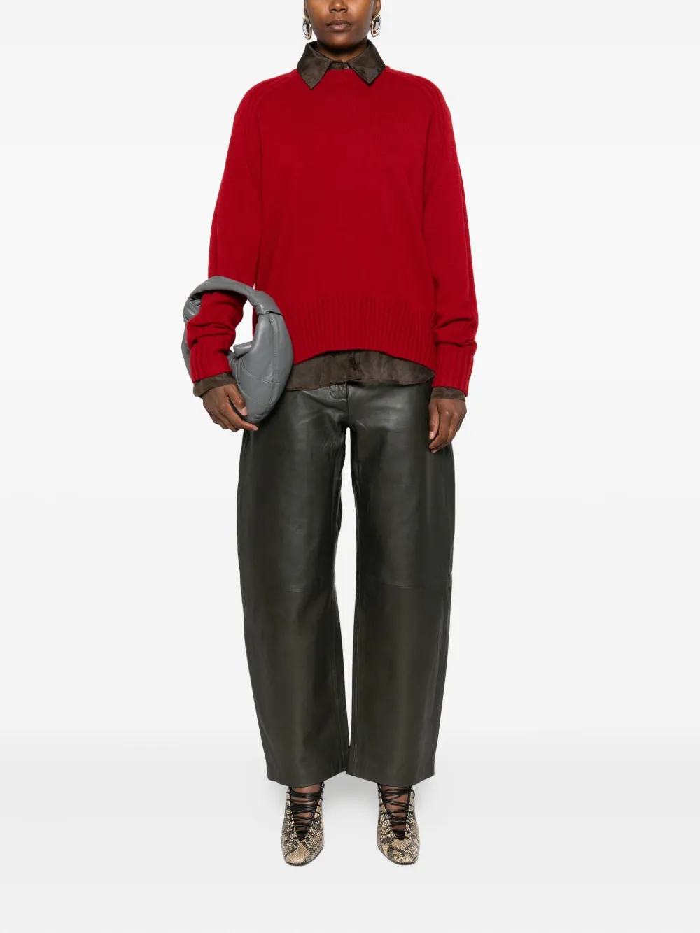 Eric Bompard Ribbed Crew-neck Sweater In Red